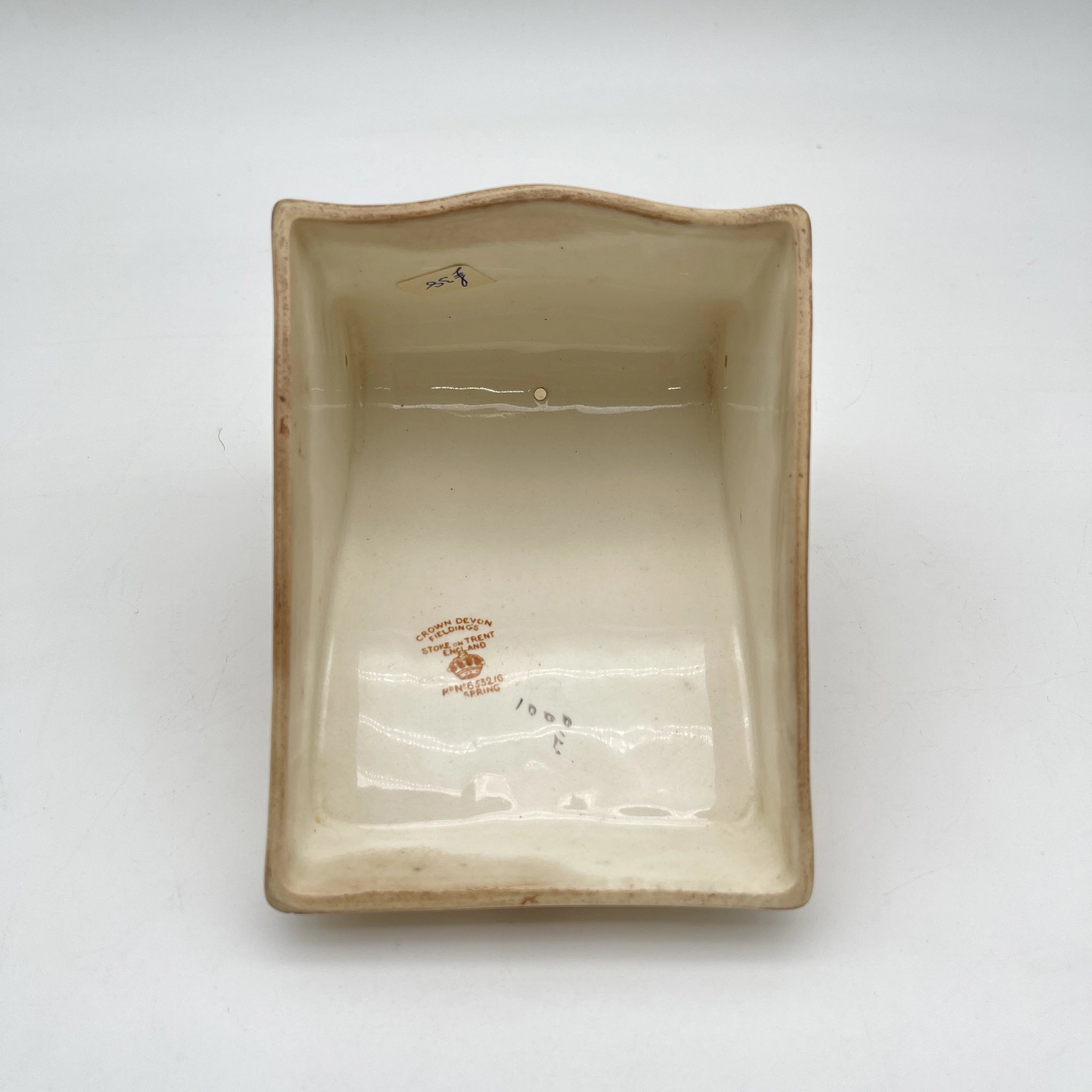 【アンティーク】 チーズ・バターディッシュ (チーズ・バターケース) / Crown Devon (クラウンデボン) / Spring / 1910-1920年代 / 陶器 / イギリス / 銅板転写, 手彩色 金彩