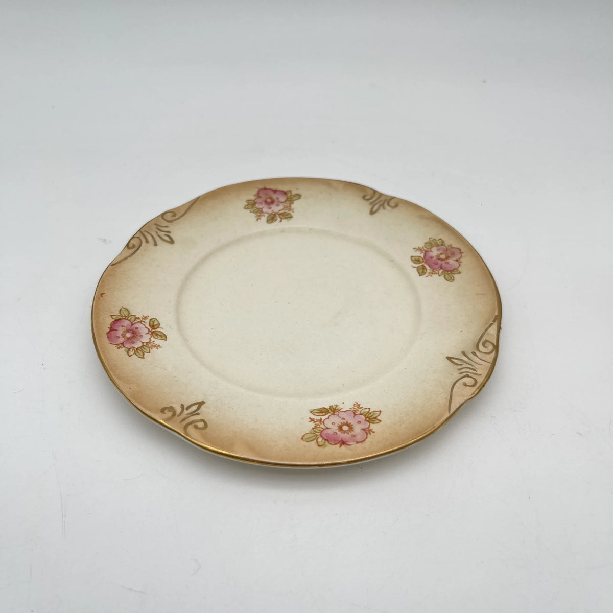Crown Devon (クラウンデボン) / ジャムポット＆ソーサー(キャニスター) / Etna / 1890-1910年代 / 陶器 / イギリス / ハンドペイント,花柄,英国アンティーク,レトロ,ディスプレイ,キッチン雑貨 / [アンティーク]