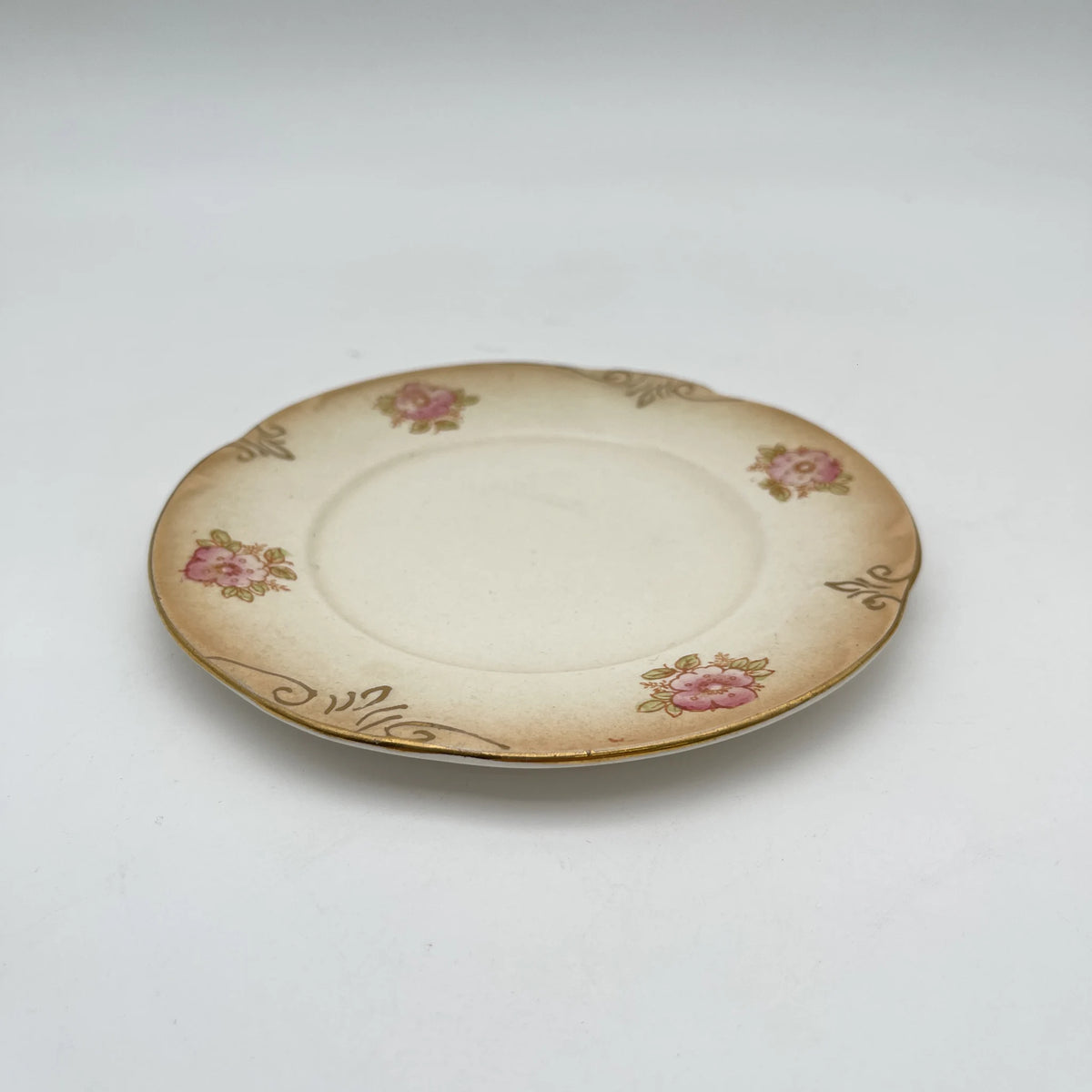 Crown Devon (クラウンデボン) / ジャムポット＆ソーサー(キャニスター) / Etna / 1890-1910年代 / 陶器 / イギリス / ハンドペイント,花柄,英国アンティーク,レトロ,ディスプレイ,キッチン雑貨 / [アンティーク]