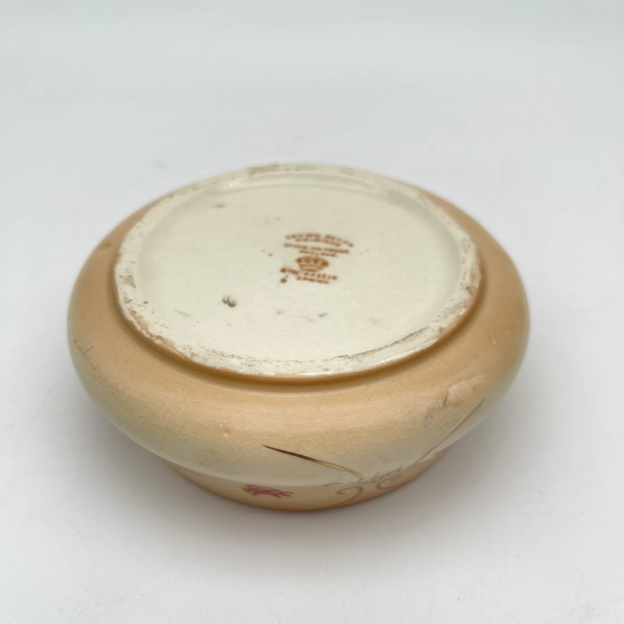 【アンティーク】 ポプリポット (小物入れ) / Crown Devon (クラウンデボン) / Spring / 1910-1920年代 / 陶器 / イギリス / 銅板転写, 手彩色 金彩