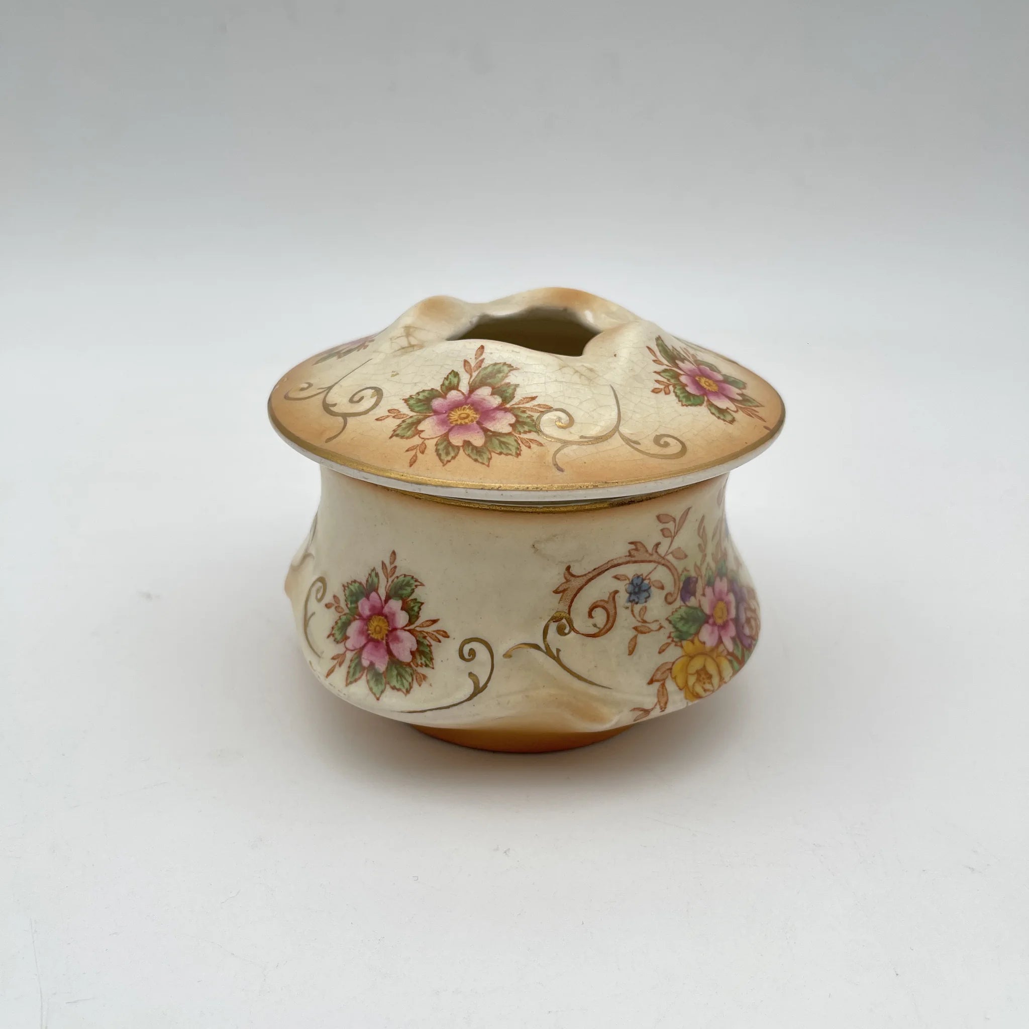 【古董】poplipot / Crown Ducal / Louis / 1910-1920年代（推测）/陶器/英国/铜板转印， 手工金彩铜板转印，手工金彩