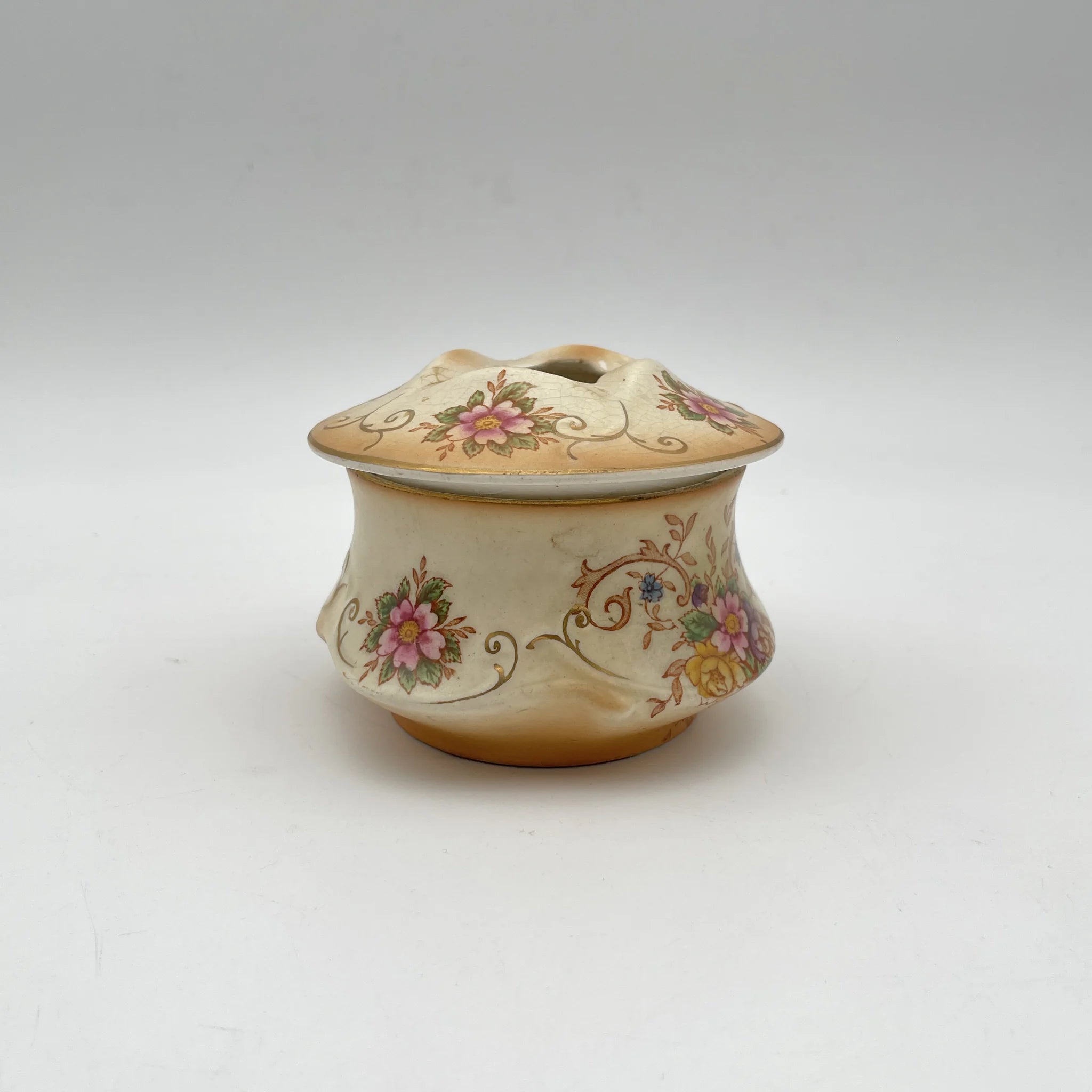 【古董】poplipot / Crown Ducal / Louis / 1910-1920年代（推测）/陶器/英国/铜板转印， 手工金彩铜板转印，手工金彩