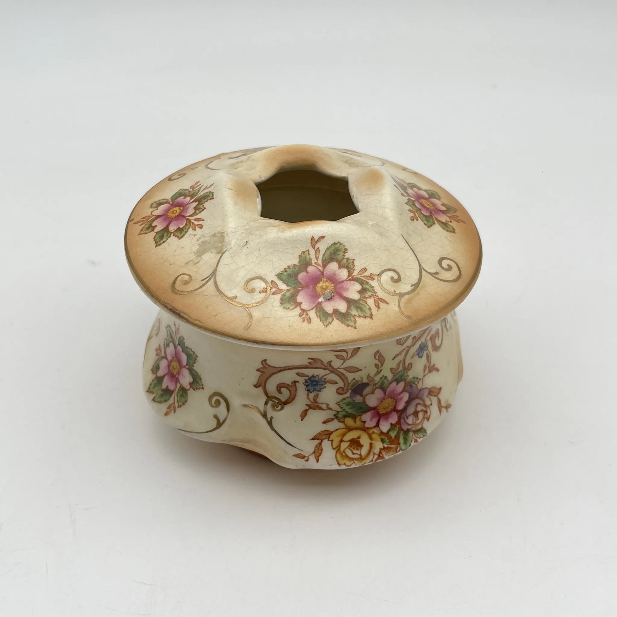 【古董】poplipot / Crown Ducal / Louis / 1910-1920年代（推测）/陶器/英国/铜板转印， 手工金彩铜板转印，手工金彩