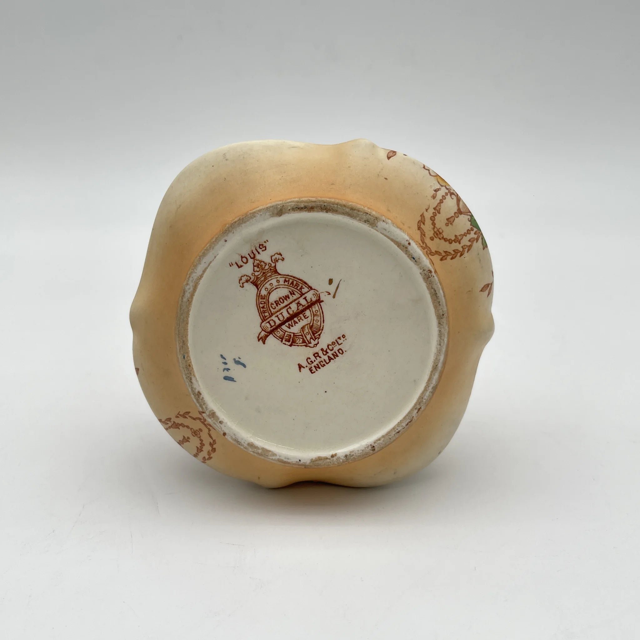 【古董】poplipot / Crown Ducal / Louis / 1910-1920年代（推测）/陶器/英国/铜板转印， 手工金彩铜板转印，手工金彩