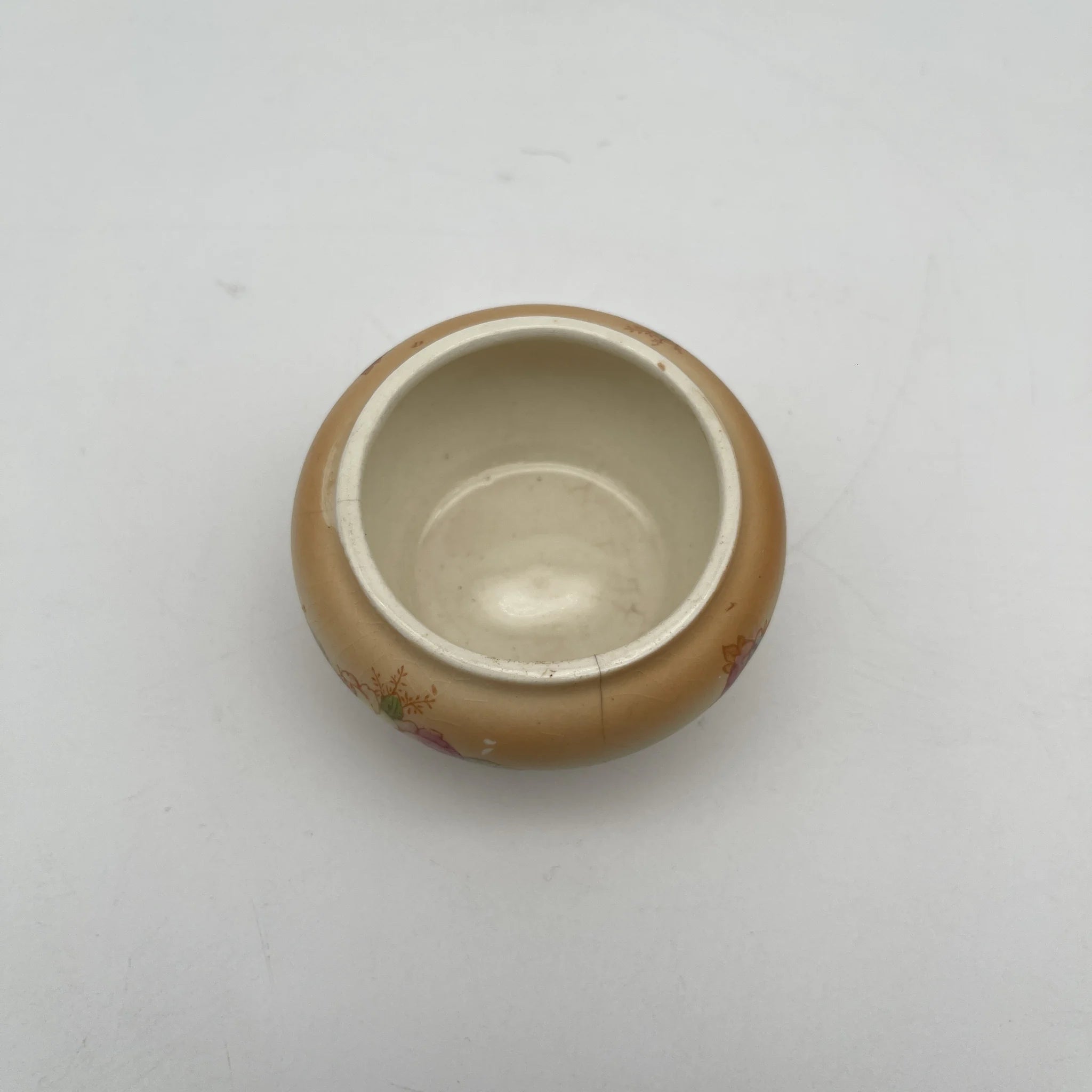 [Antique] Potpourri pot (trinket case) / Crown Devon / 1910-1920s (estimated) / Pottery / England / Copper plate transfer, hand-colored gold