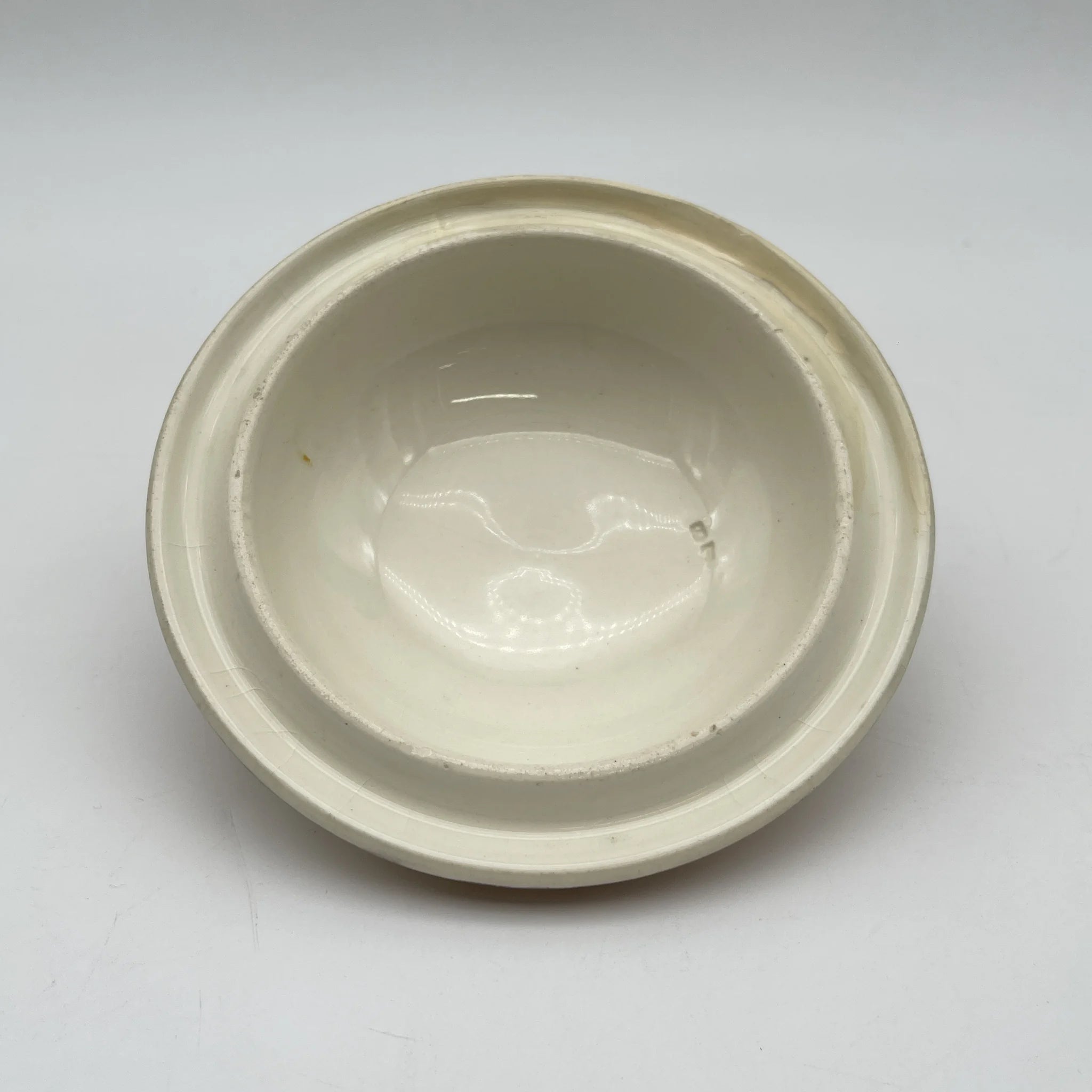 [Antique] Soap dish + spare lid / Crown Devon / 1890-1910s / Pottery / England / Copper plate transfer, hand-colored gold