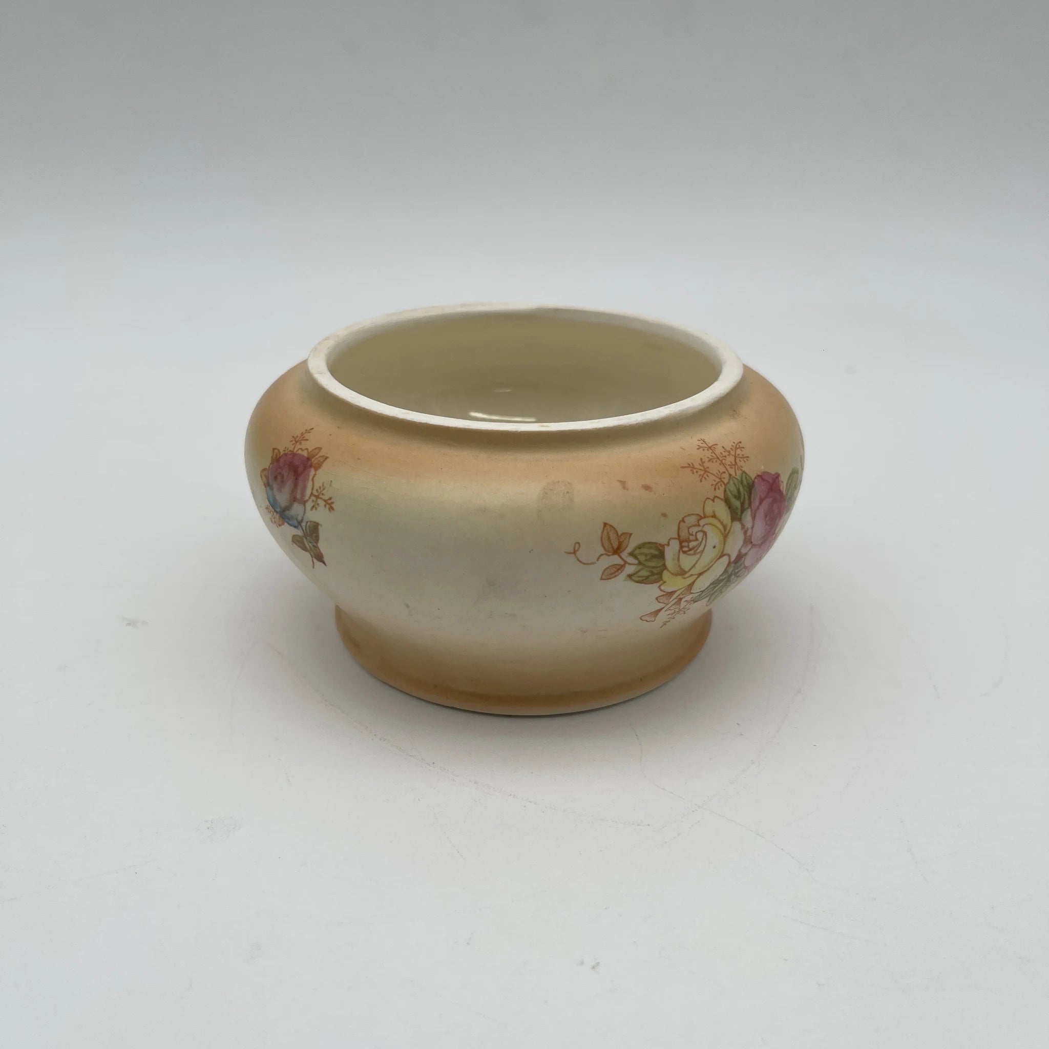 [Antique] Potpourri pot (trinket case, without lid) / Crown Devon / 1910-1920s (estimated) / Pottery / England / Copper plate transfer, hand-colored gold