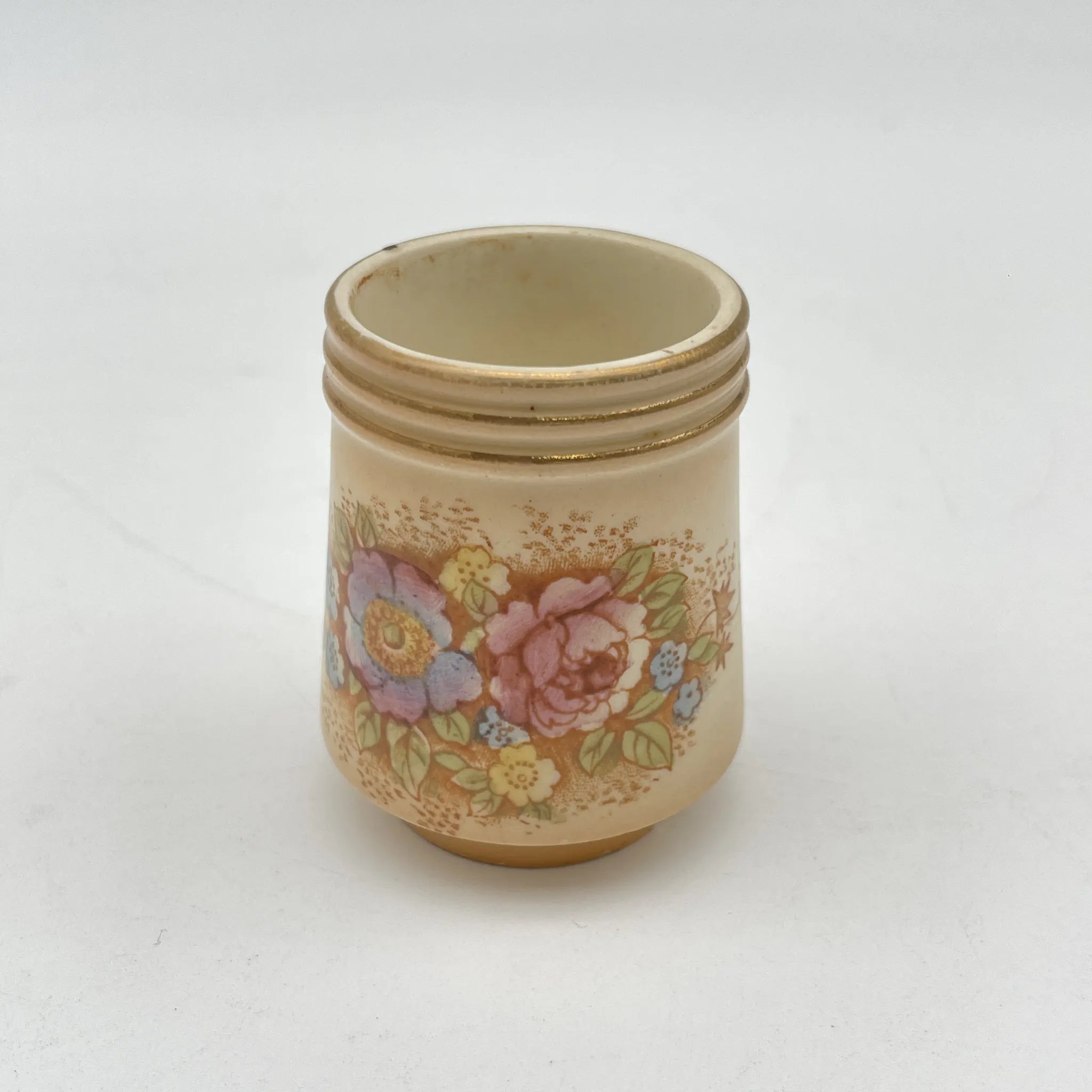 【アンティーク】 調味料入れ3P＋スタンド付 / Crown Devon (クラウンデボン) / Spring / 1910-1920年代 / 陶器 / イギリス / ソルトシェーカー, ペッパーポット, マスタードポット