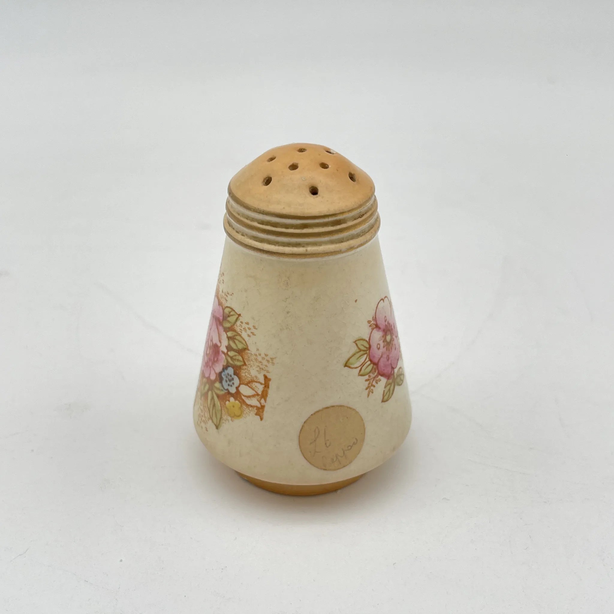 【アンティーク】 調味料入れ3P＋スタンド付 / Crown Devon (クラウンデボン) / Spring / 1910-1920年代 / 陶器 / イギリス / ソルトシェーカー, ペッパーポット, マスタードポット