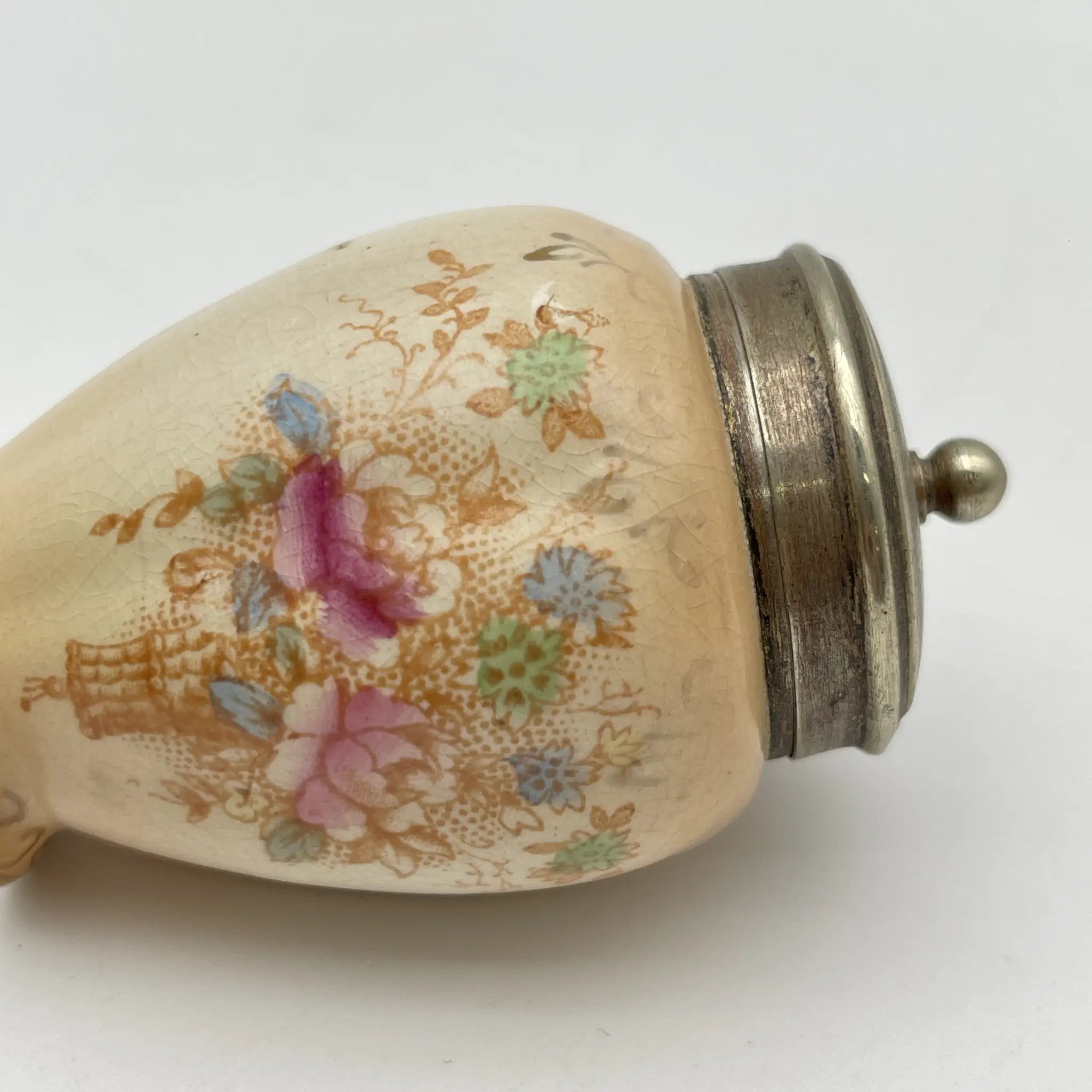 【アンティーク】 調味料入れ3P＋スタンド付 / Crown Devon (クラウンデボン) / Spring / 1910-1920年代 / 陶器 / イギリス / ソルトシェーカー, ペッパーポット, マスタードポット