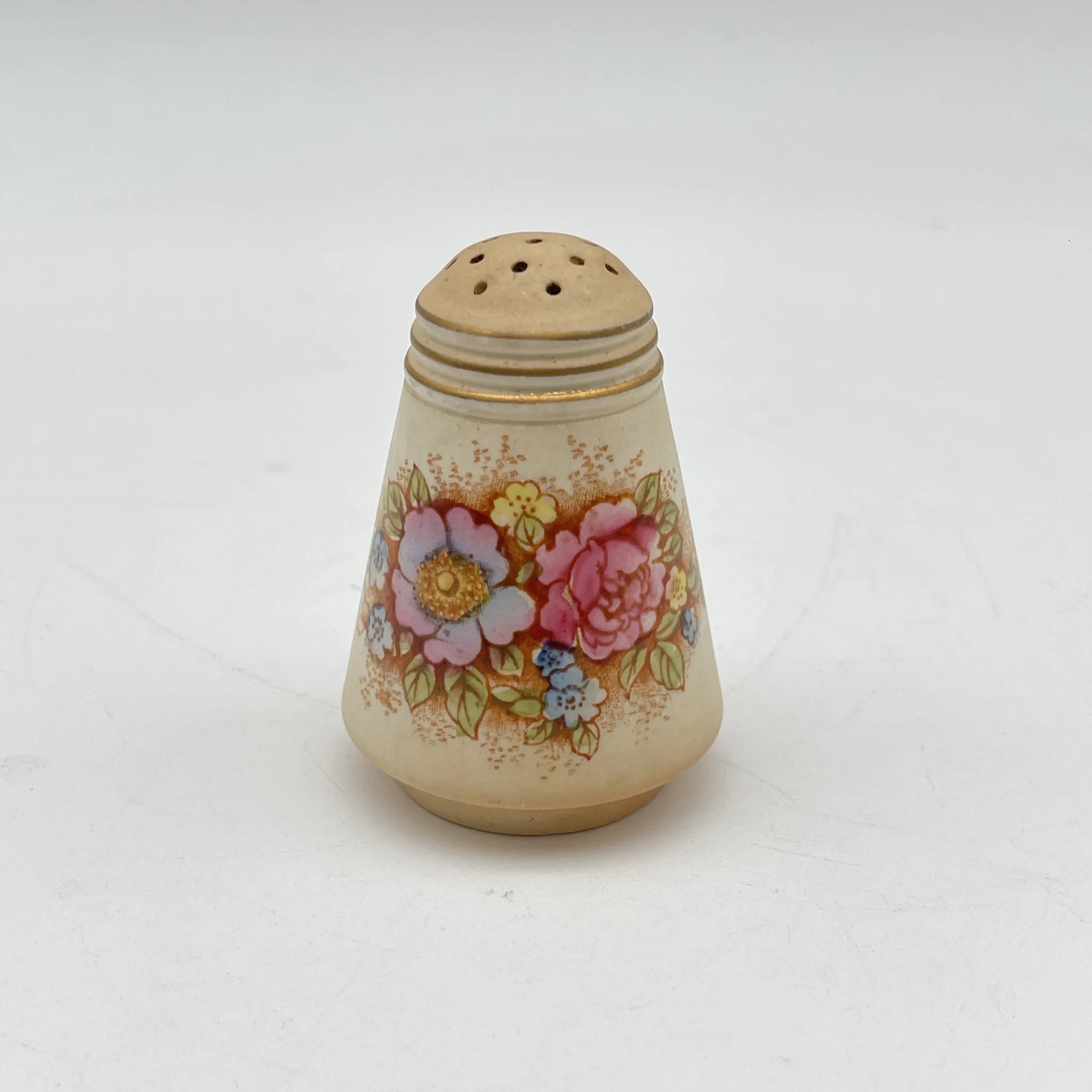 【アンティーク】 調味料入れ3P＋スタンド付 / Crown Devon (クラウンデボン) / Spring / 1910-1920年代 / 陶器 / イギリス / ソルトシェーカー, ペッパーポット, マスタードポット