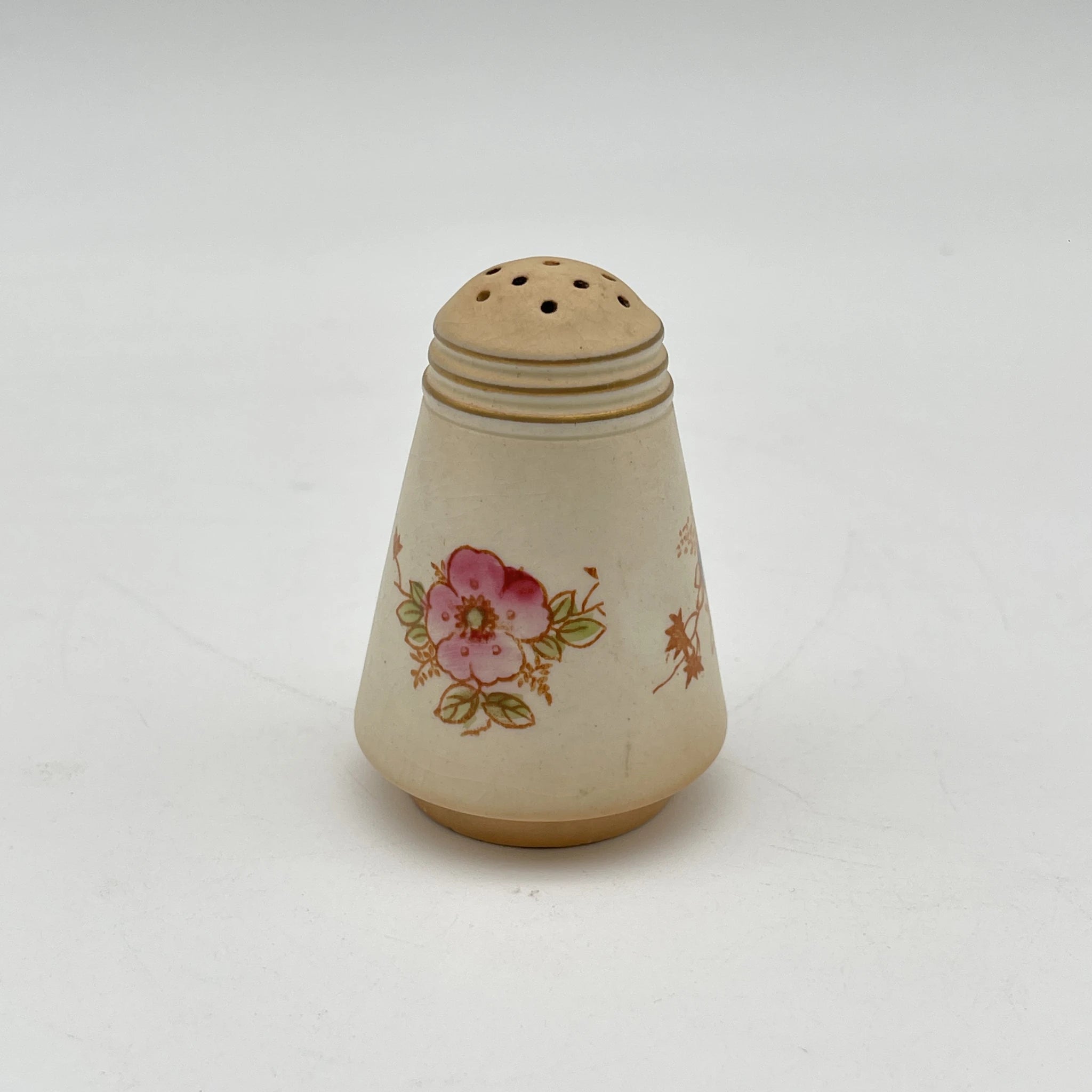 【アンティーク】 調味料入れ3P＋スタンド付 / Crown Devon (クラウンデボン) / Spring / 1910-1920年代 / 陶器 / イギリス / ソルトシェーカー, ペッパーポット, マスタードポット