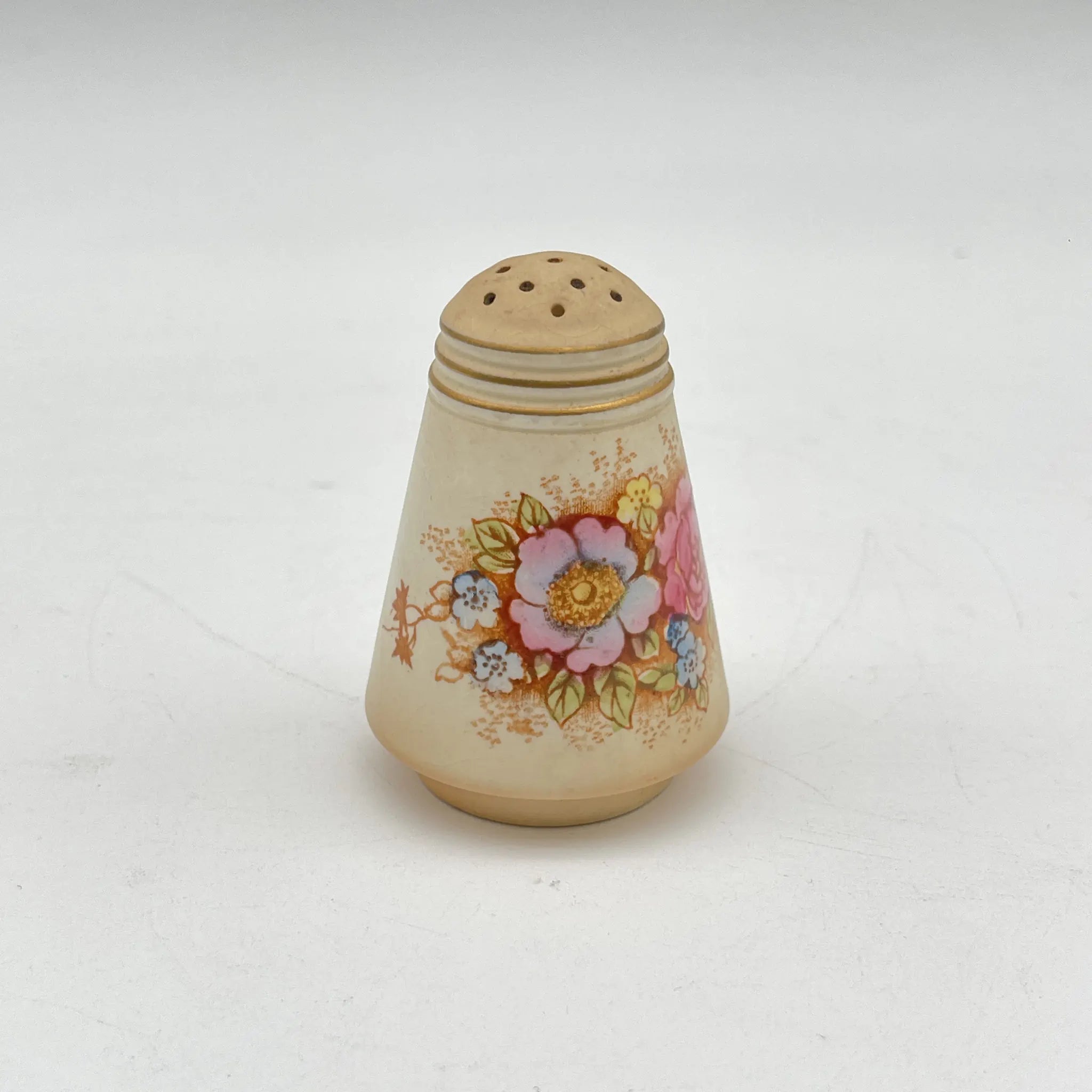 【アンティーク】 調味料入れ3P＋スタンド付 / Crown Devon (クラウンデボン) / Spring / 1910-1920年代 / 陶器 / イギリス / ソルトシェーカー, ペッパーポット, マスタードポット