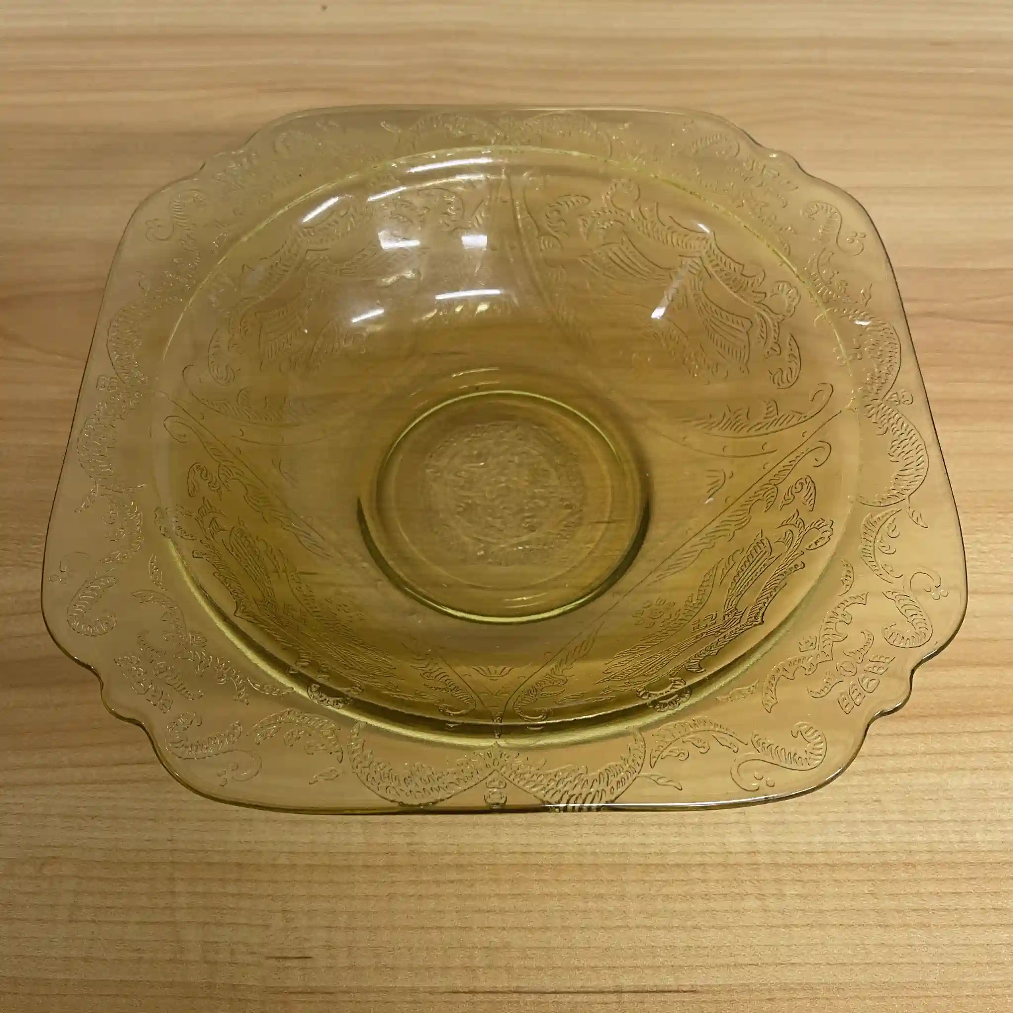 【ビンテージ】 シリアルボウル (中鉢) / Federal Glass (フェデラル・グラス) / Madrid / Recollection / 1976 / ガラス / アメリカ / デプレッショングラス, 型押し成型, アンバー