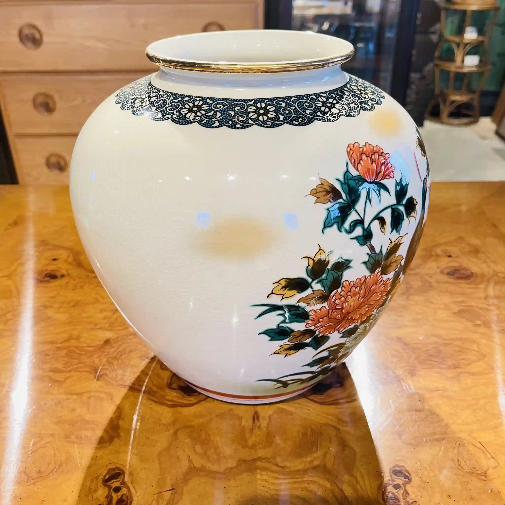 【骨董品】 花鳥花瓶 / 永楽 / 九谷焼