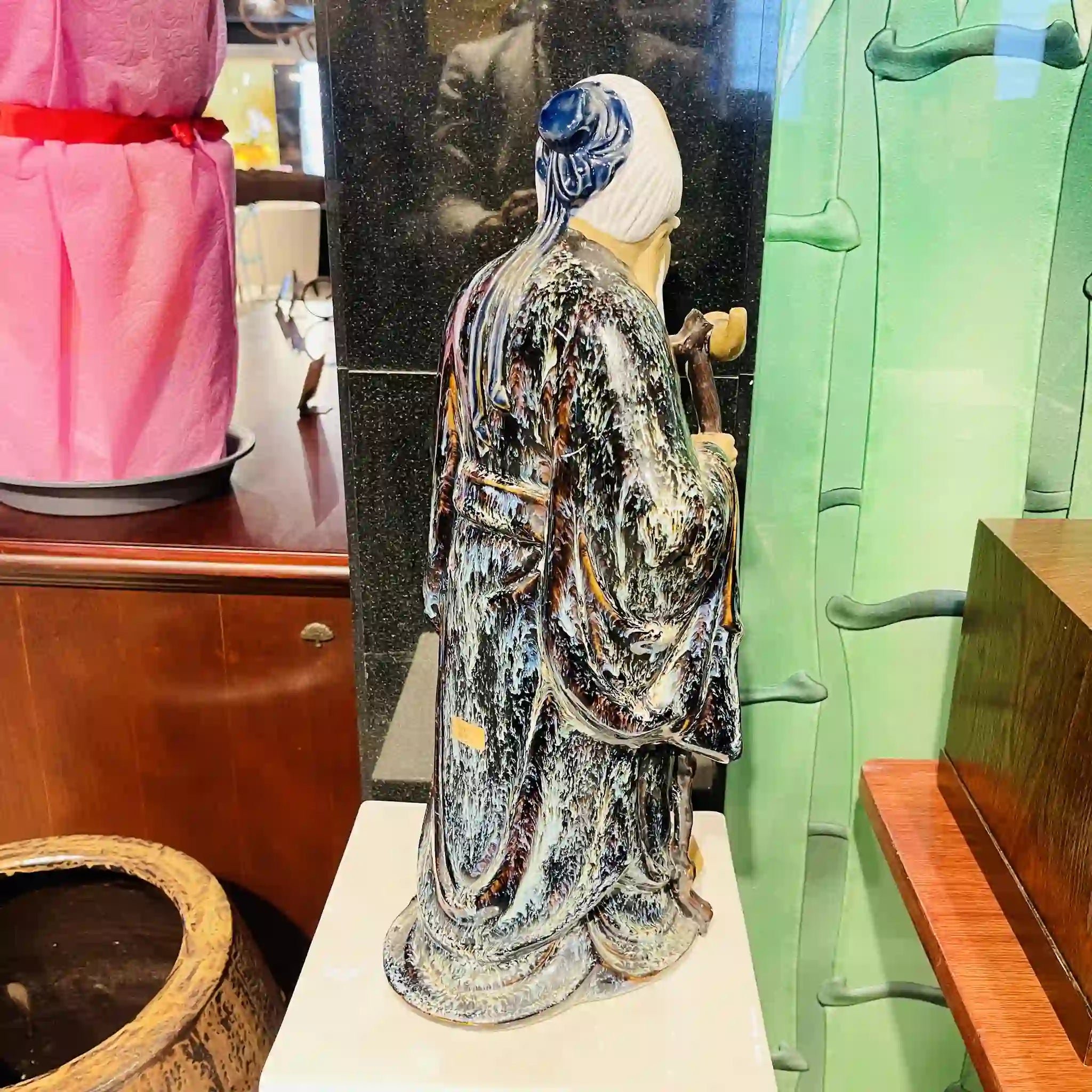 【骨董品】 陶器 桃仙人像 中国