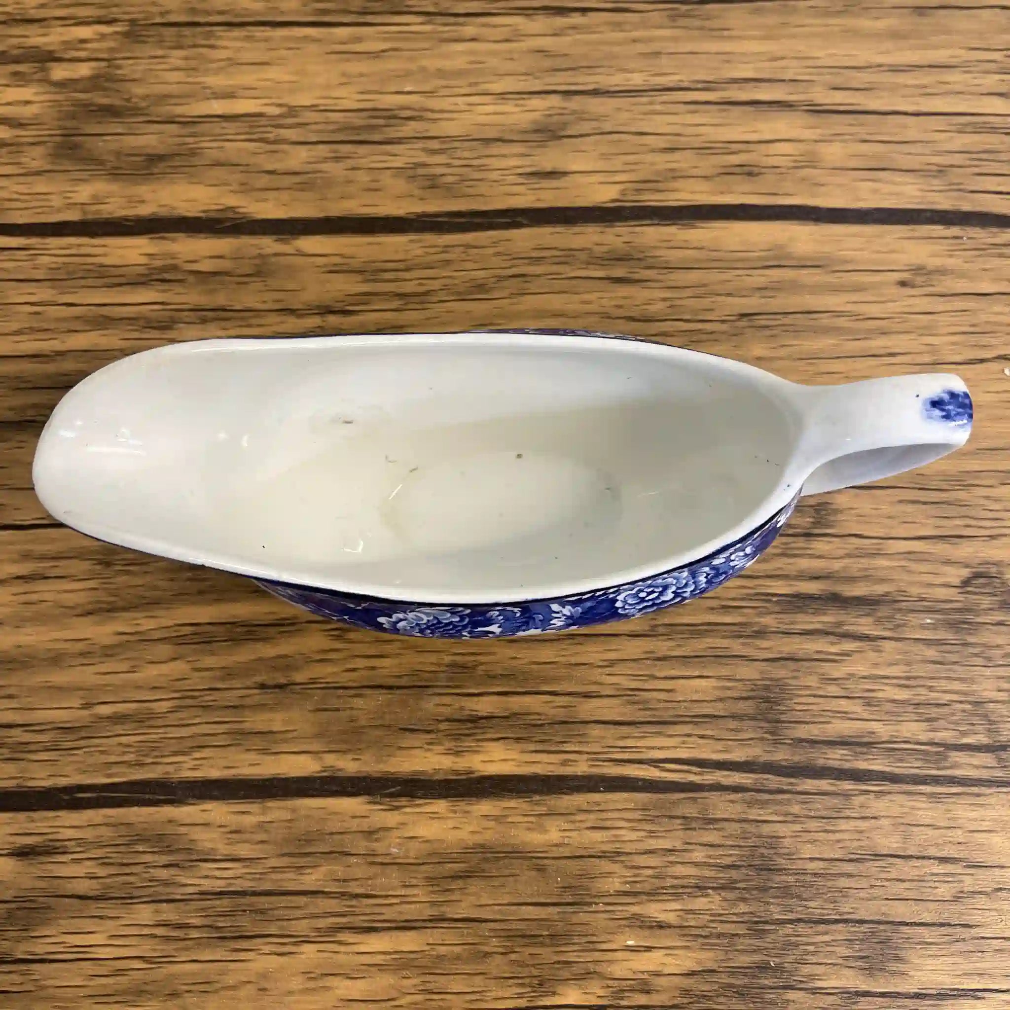 【ビンテージ】 グレービーボート (ソーシエール/ソースボート) / Wood＆Sons (ウッド&サンズ) / English Scenery / 1940-1960年代 (推定) / アイアンストーン / イギリス / ブルー＆ホワイト, 銅版転写, 英国田園風景