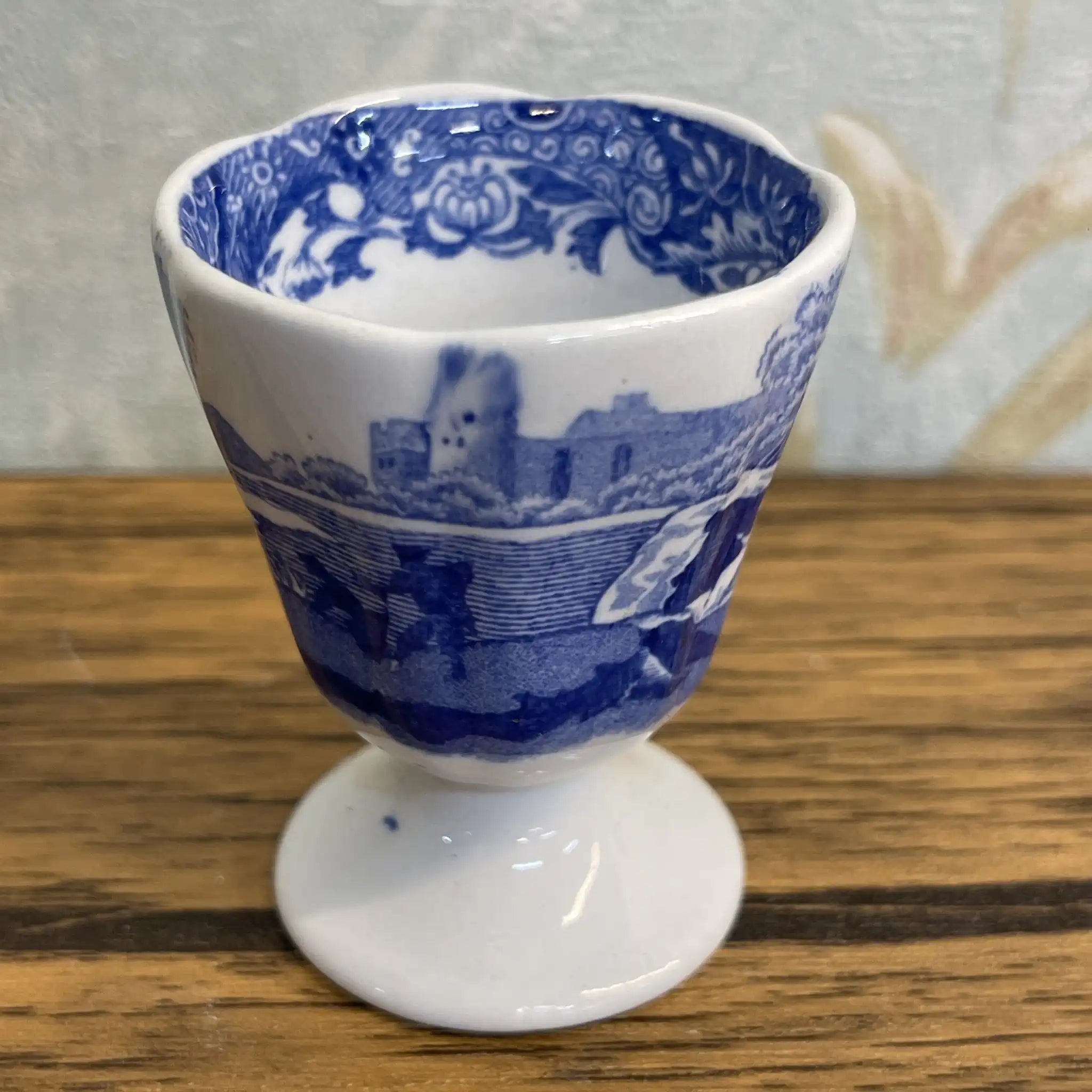 【アンティーク】 エッグスタンド / Spode (スポード) / Blue Italian / 1890-1920年代 / 陶器 / イギリス / ブルー＆ホワイト, 銅版転写, 古代ローマ遺跡