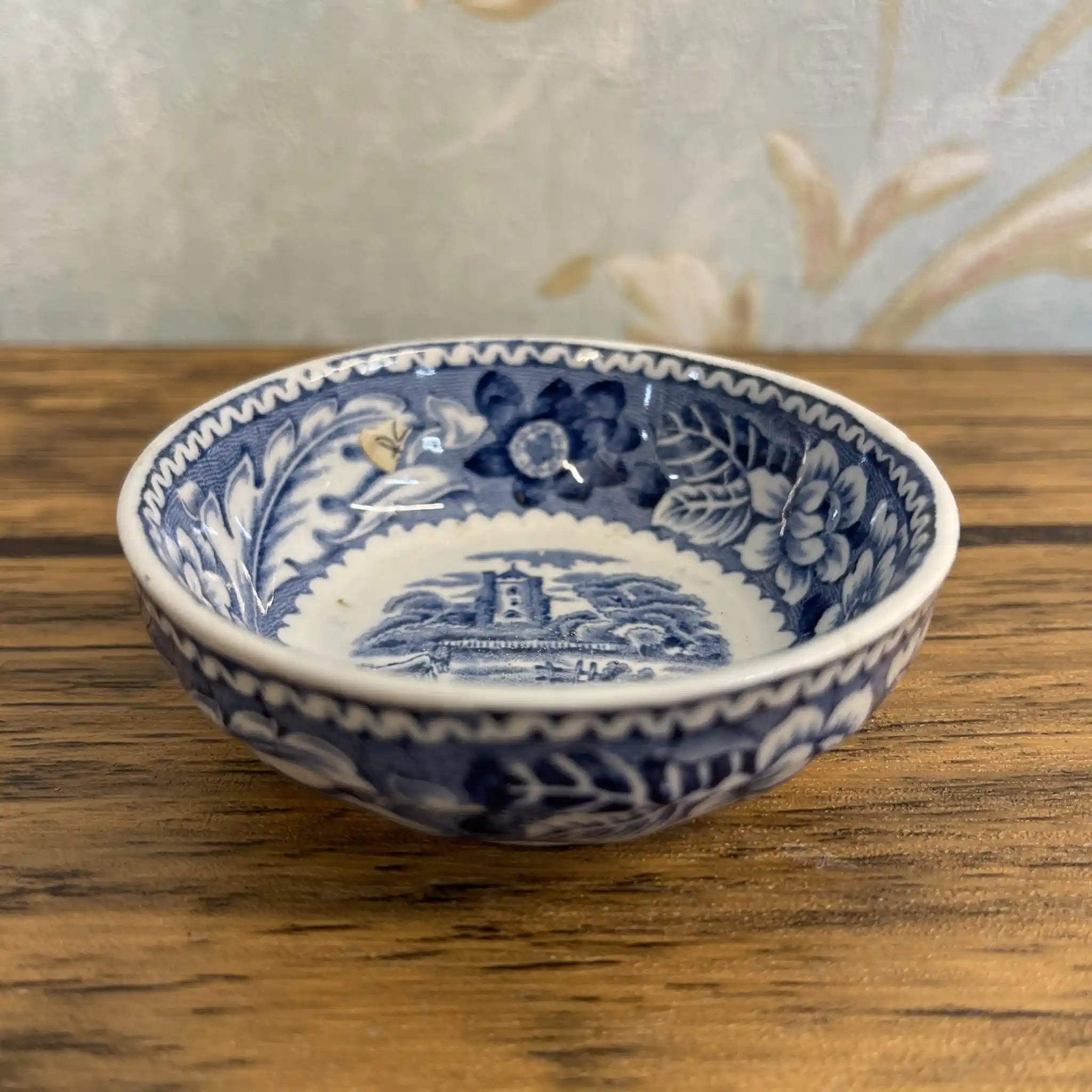 【ビンテージ】 フルーツボウル (小鉢) / Wood＆Sons (ウッド&サンズ) / Woodland / 1950-1970年代 (推定) / アイアンストーン / イギリス / ブルー＆ホワイト, 銅版転写, 英国田園風景