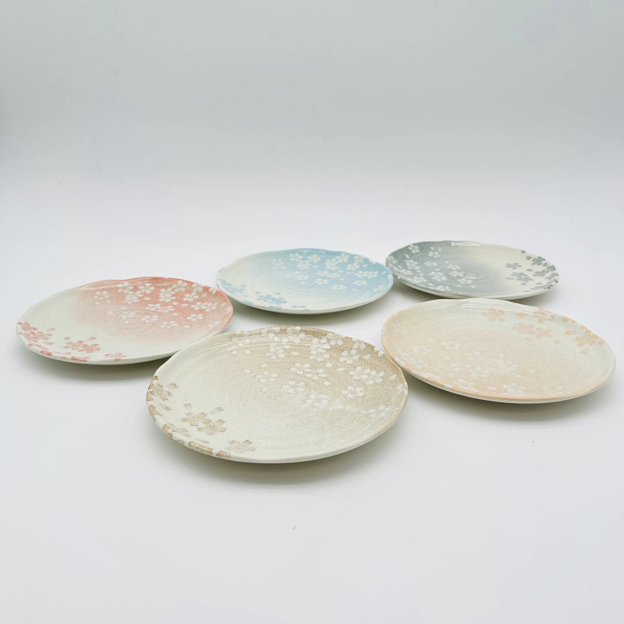 【リユース】 和皿揃 5P / 竹斎 / 三彩亭 花みずき / 日本 / 箱付き