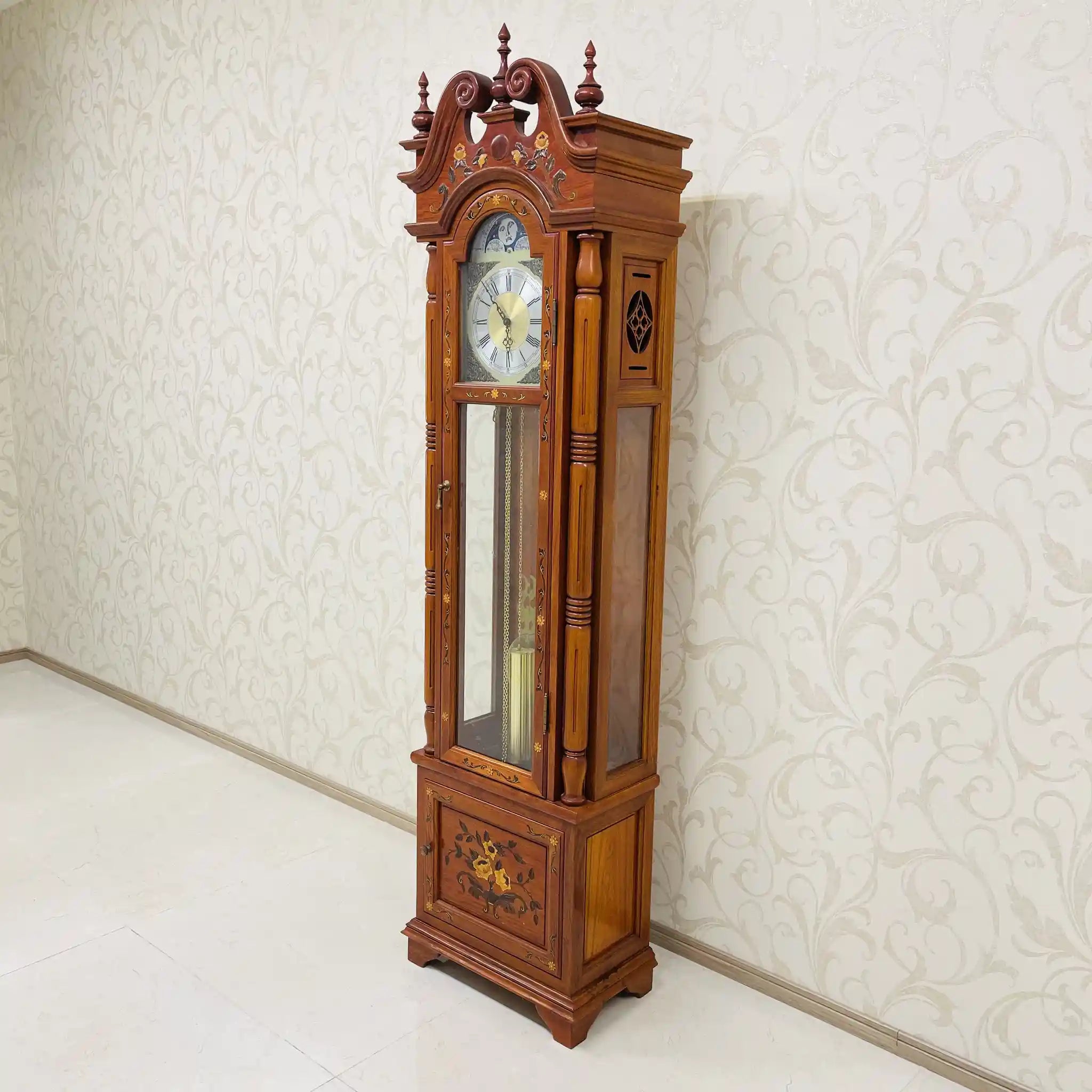 【リユース】 柱時計 / ドイツ / 象嵌(インレイ)