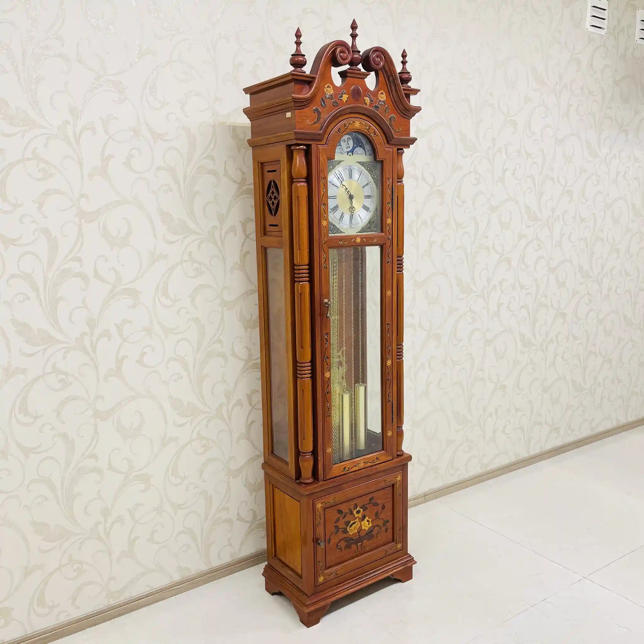 【リユース】 柱時計 / ドイツ / 象嵌(インレイ)