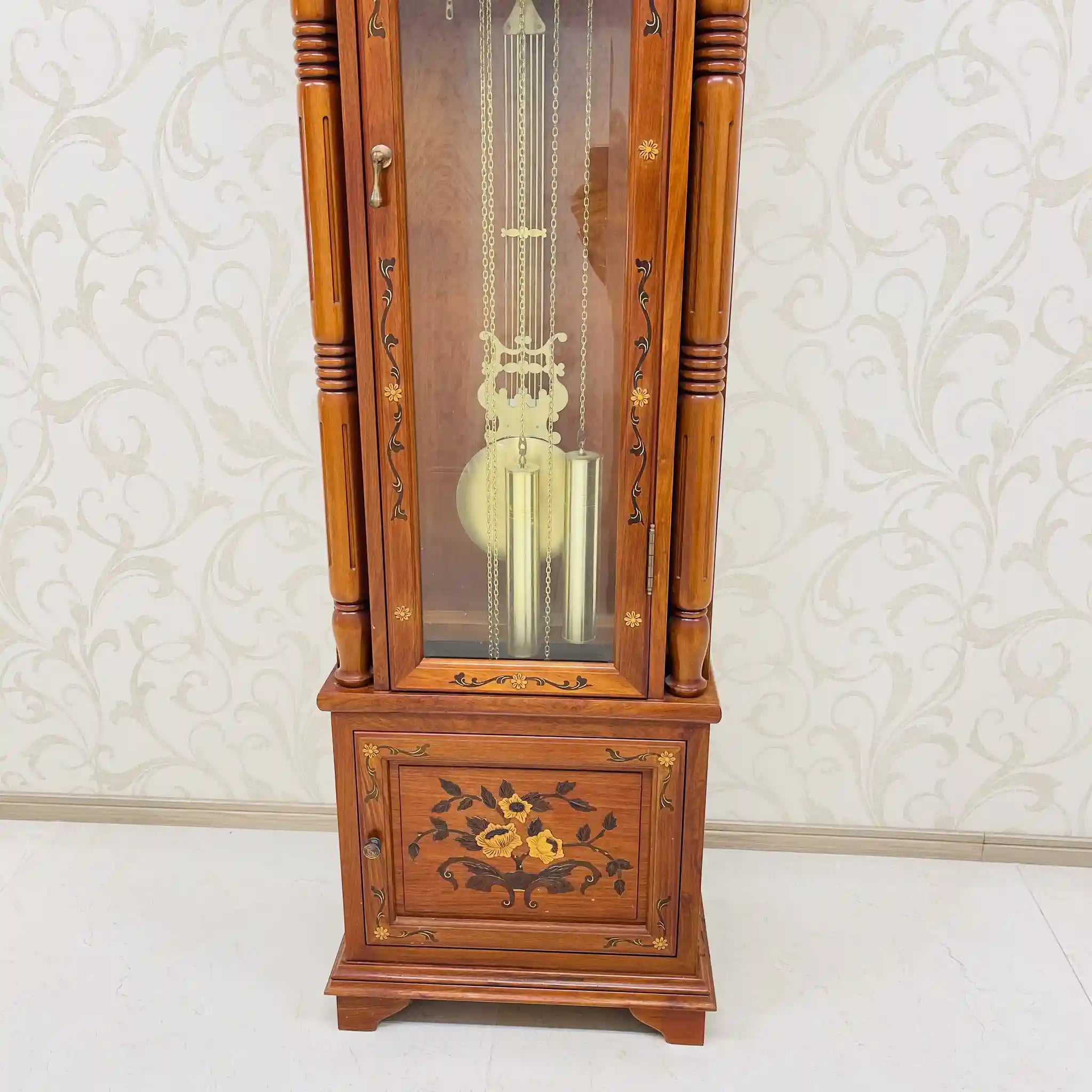 【リユース】 柱時計 / ドイツ / 象嵌(インレイ)