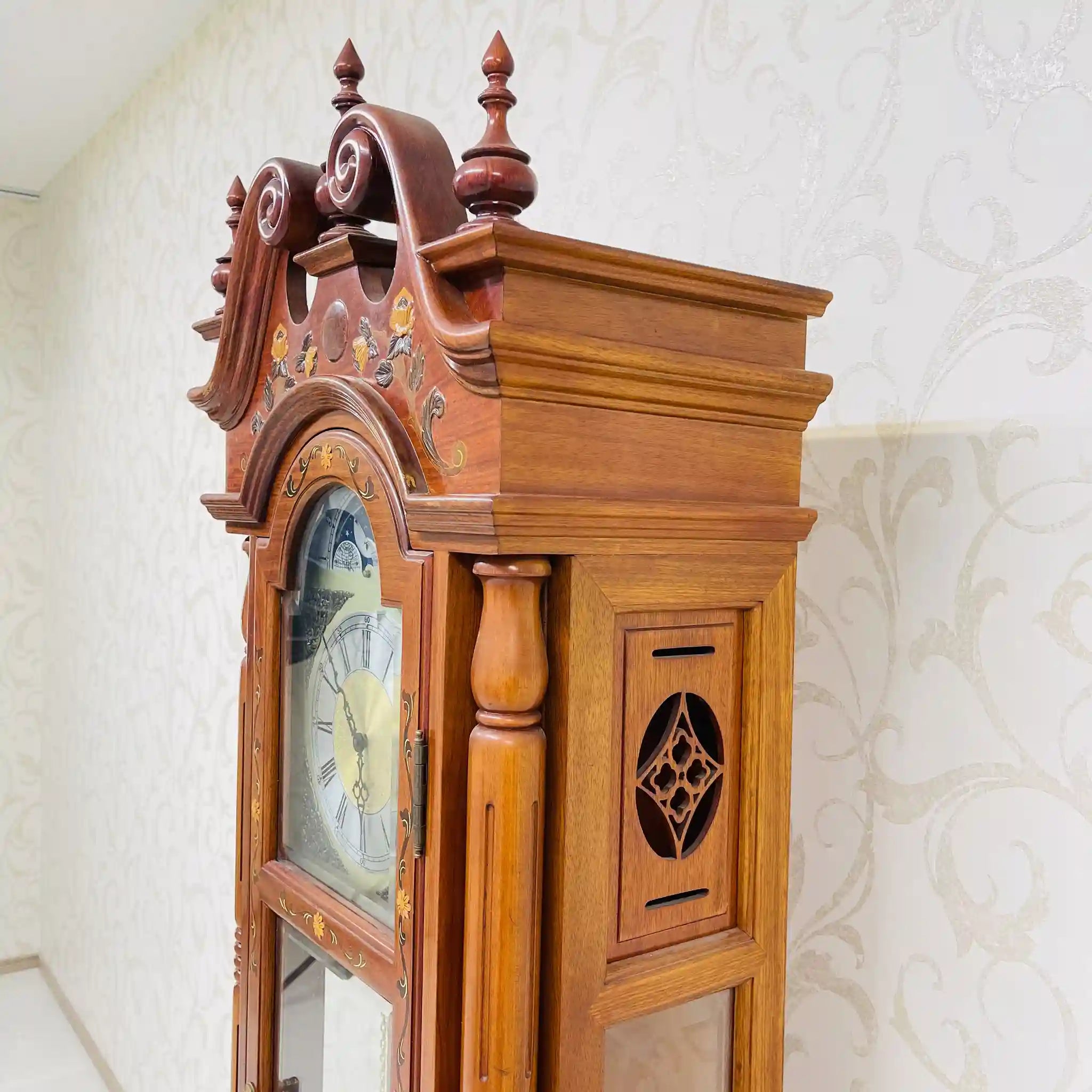 【リユース】 柱時計 / ドイツ / 象嵌(インレイ)