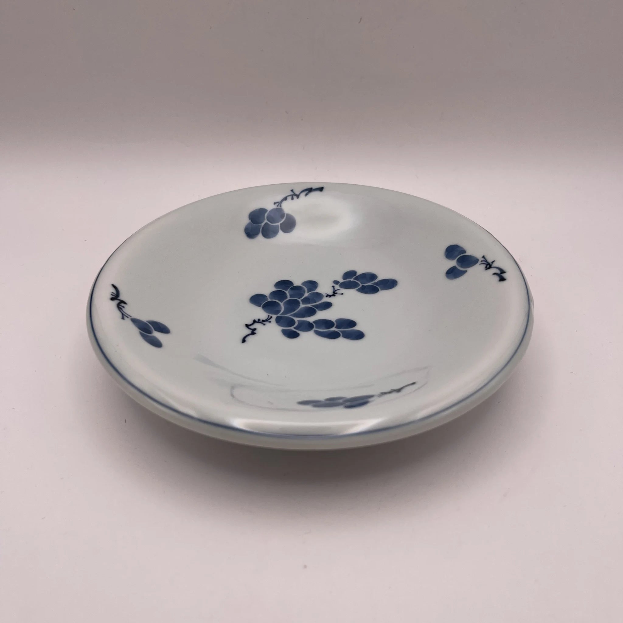 【リユース】 銘々皿 5P / 源右衛門窯 / 有田焼 染付葡萄 / 日本 / 箱付き