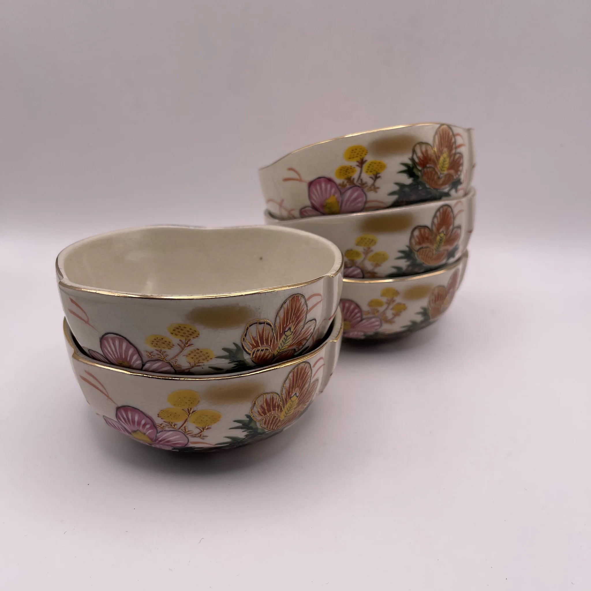 【骨董品】 小鉢揃 5P / 美泉作 / 九谷焼 / 日本 / 未使用