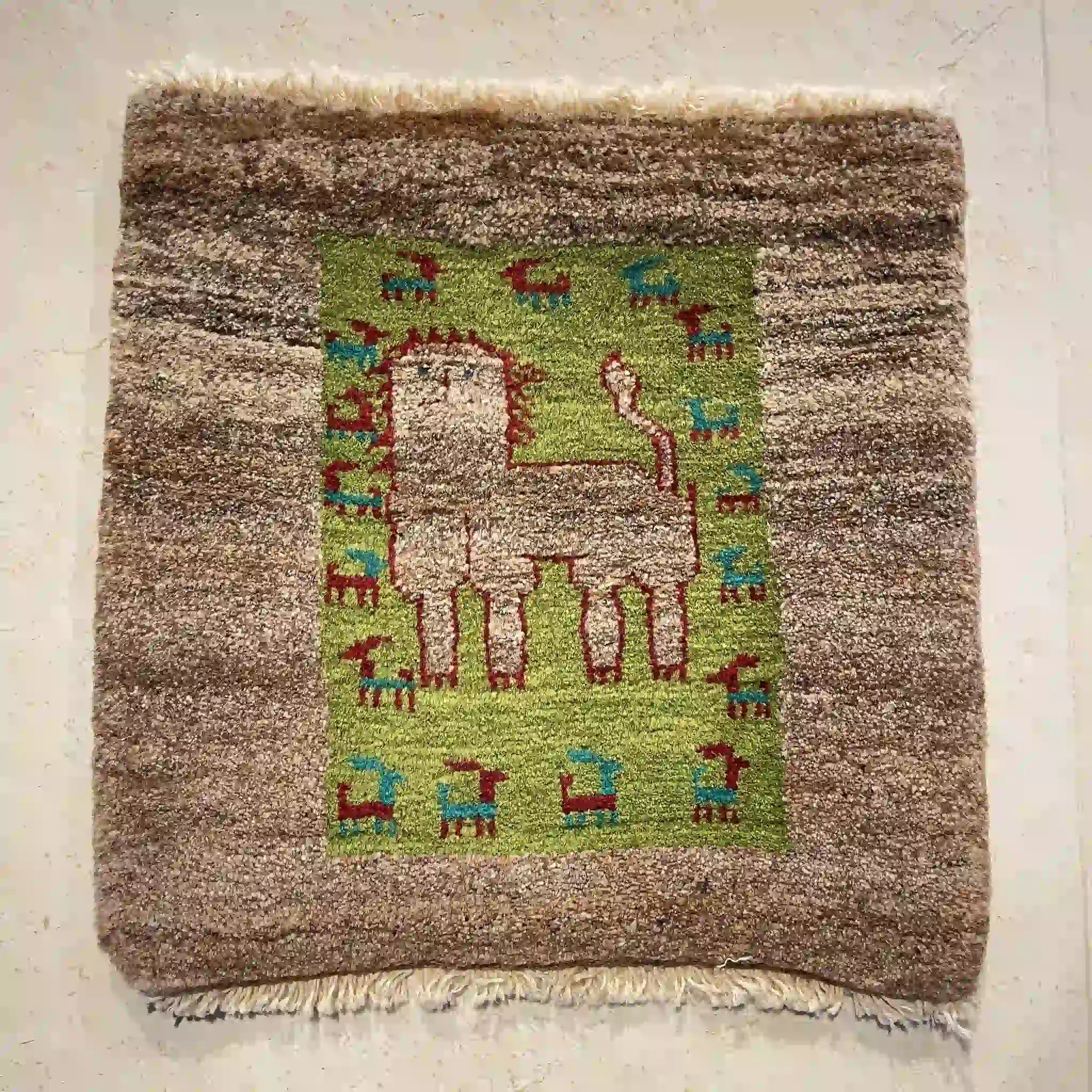 【絨毯/ラグ/ペルシャ絨毯】 ギャッベ 50cm×46cm / ウール / イラン