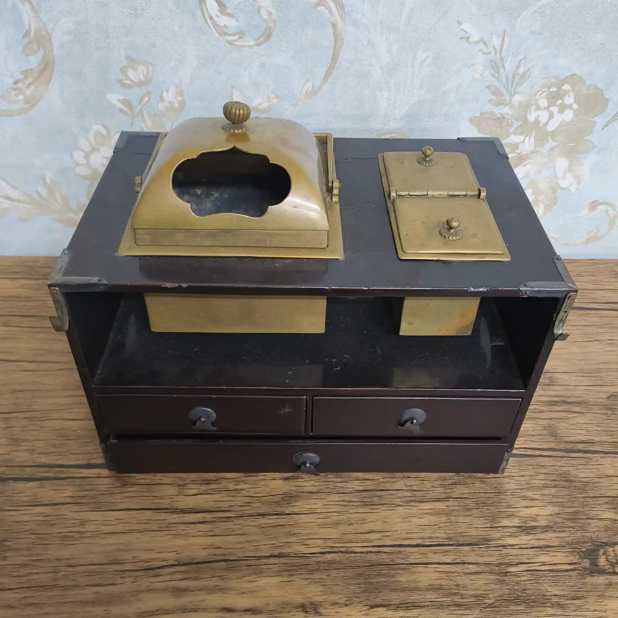 【骨董品】 煙草盆 (小箪笥型) / 明治-大正 (推定) / 漆器 / 日本