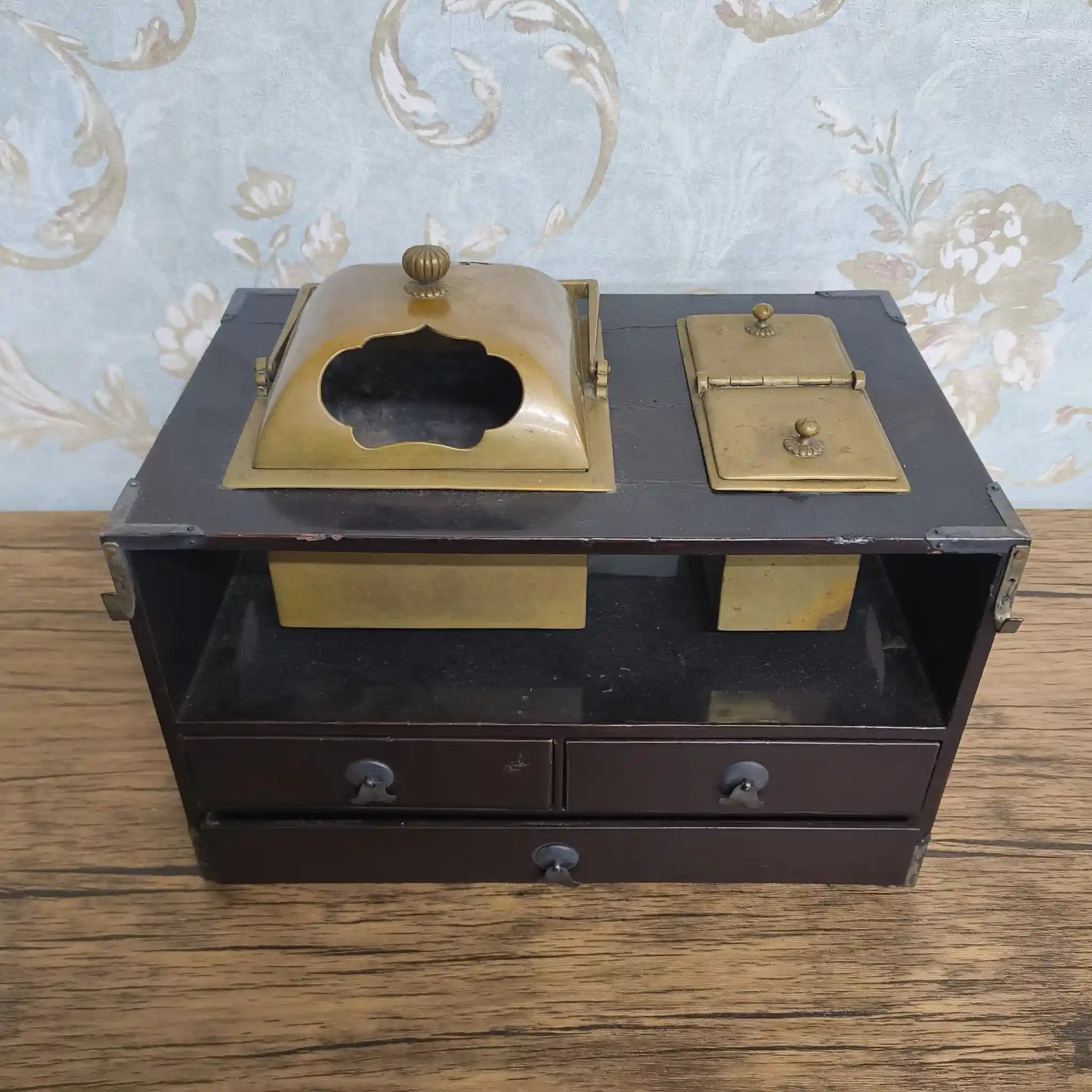 【骨董品】 煙草盆 (小箪笥型) / 明治-大正 (推定) / 漆器 / 日本