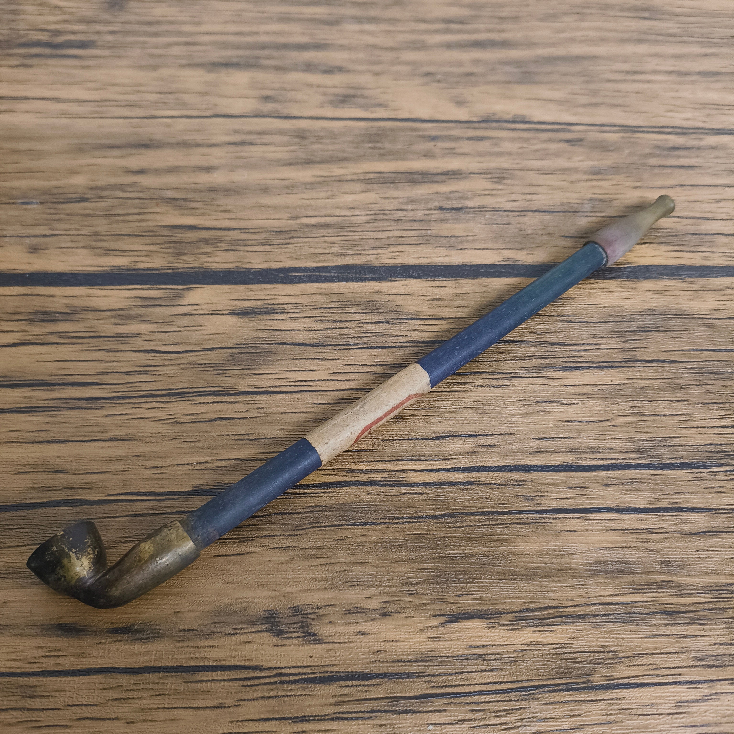 【骨董品】 煙管 (キセル) / 村田 / 明治-昭和初期 (推定) / 真鍮 / 日本 / 羅宇煙管, ラベル付