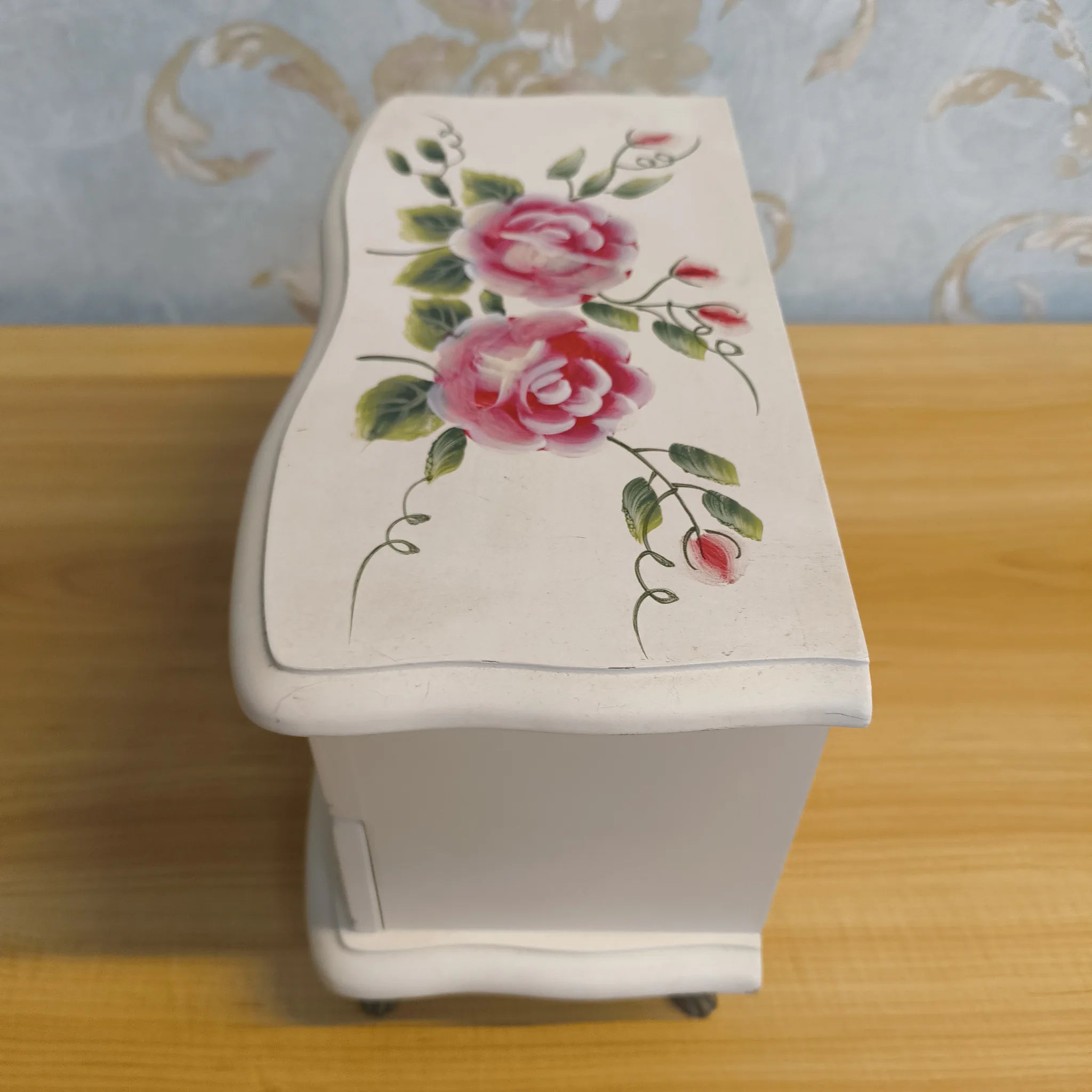 【リユース】 ジュエリーボックス (小物入れ) / 20C後期 / 木製 / 薔薇, ハンドペイント