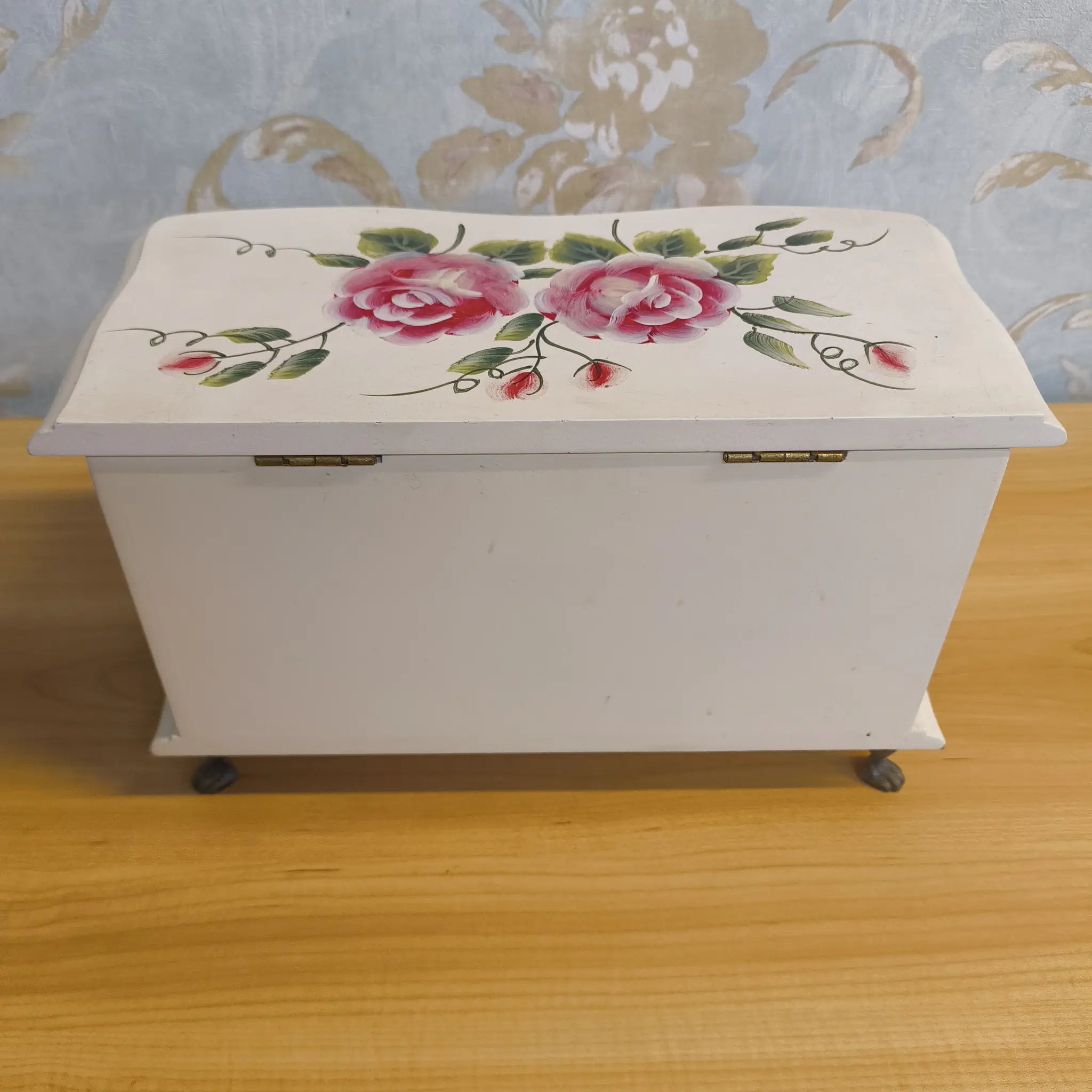 【リユース】 ジュエリーボックス (小物入れ) / 20C後期 / 木製 / 薔薇, ハンドペイント