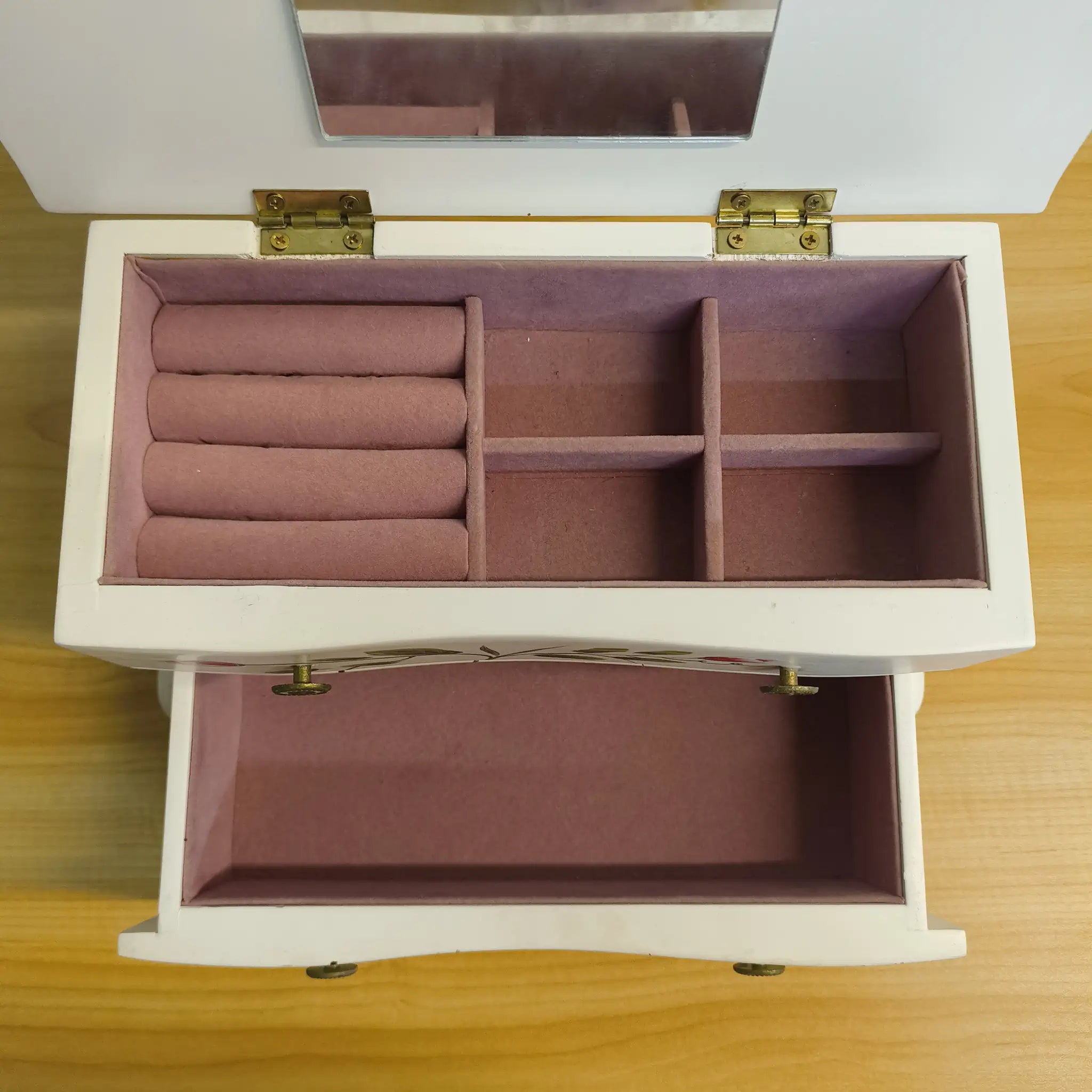 【リユース】 ジュエリーボックス (小物入れ) / 20C後期 / 木製 / 薔薇, ハンドペイント