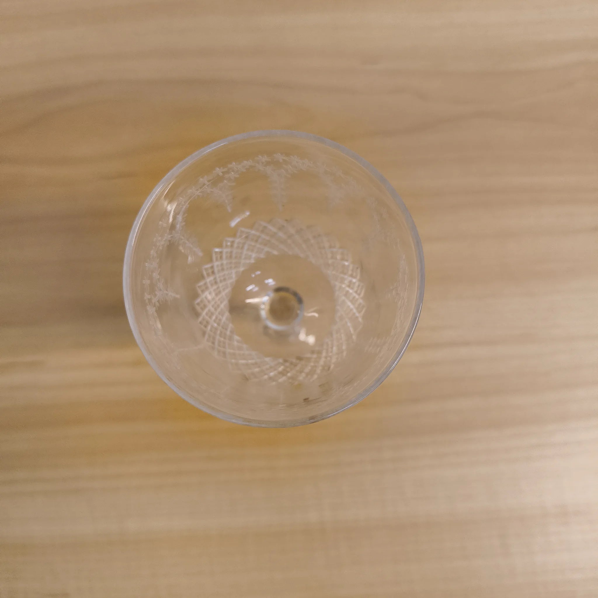 【ビンテージ】 ワイングラス / 推定1900前後 / ガラス / フランス / エッチング, ガーランド, ダイヤモンドカット