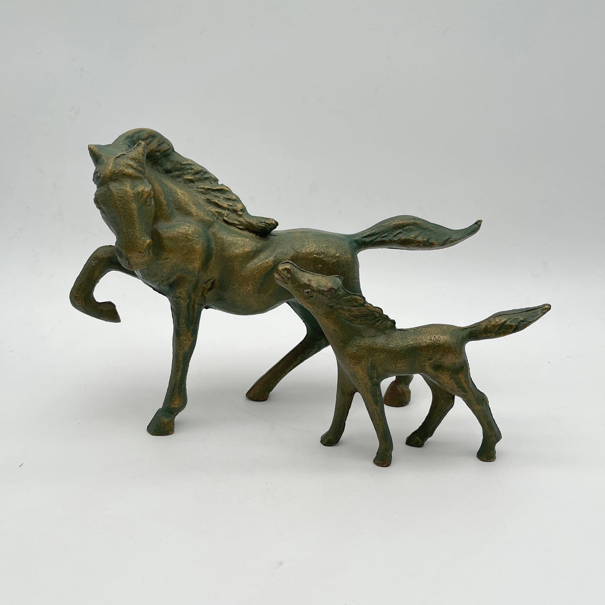 リユース】 親仔馬ブロンズ像 / 高岡銅器 / 二口金一”母情