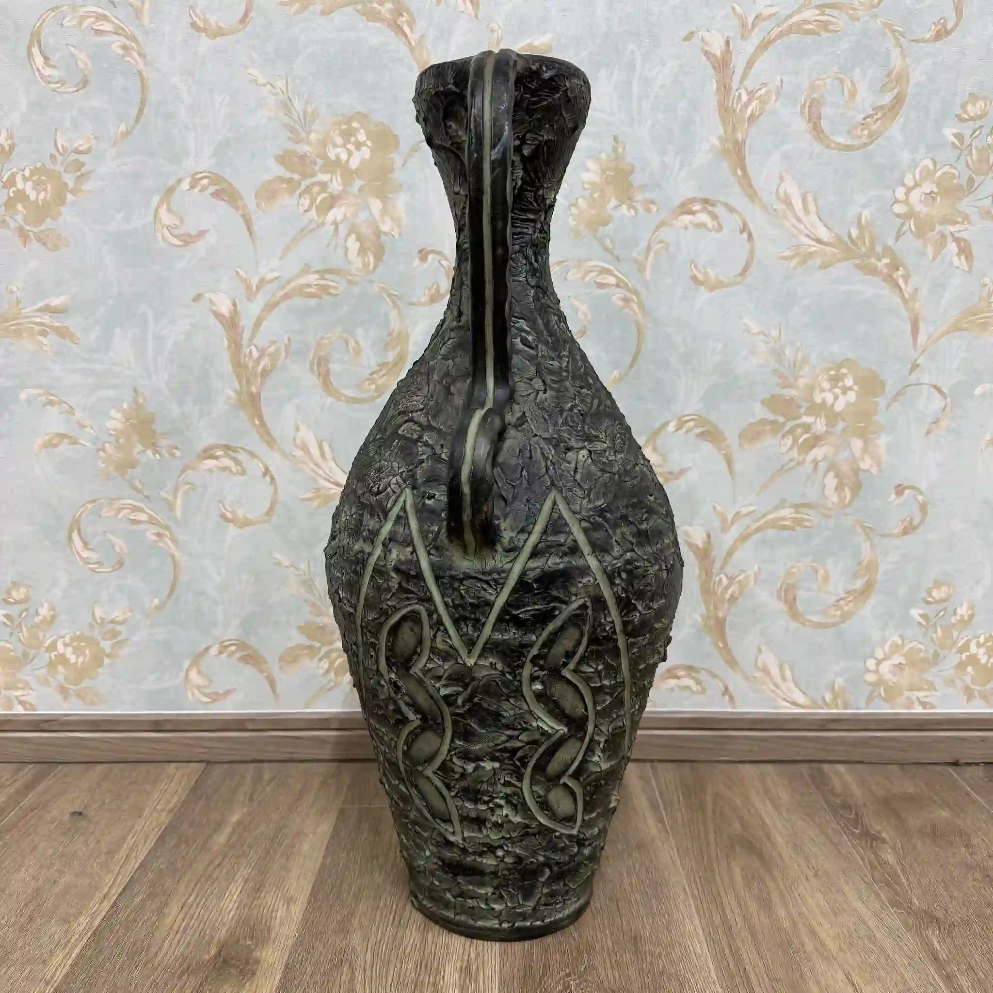 【复古】花瓶/ 20世纪/陶瓷/英国/双花型，双手柄，生物成型