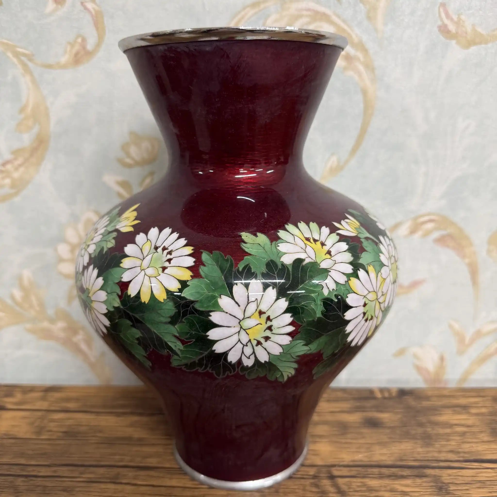 【リユース】 花瓶 / 七宝焼 / ガラス釉 / 日本 / 有線七宝, 銀線細工, ぼかし釉