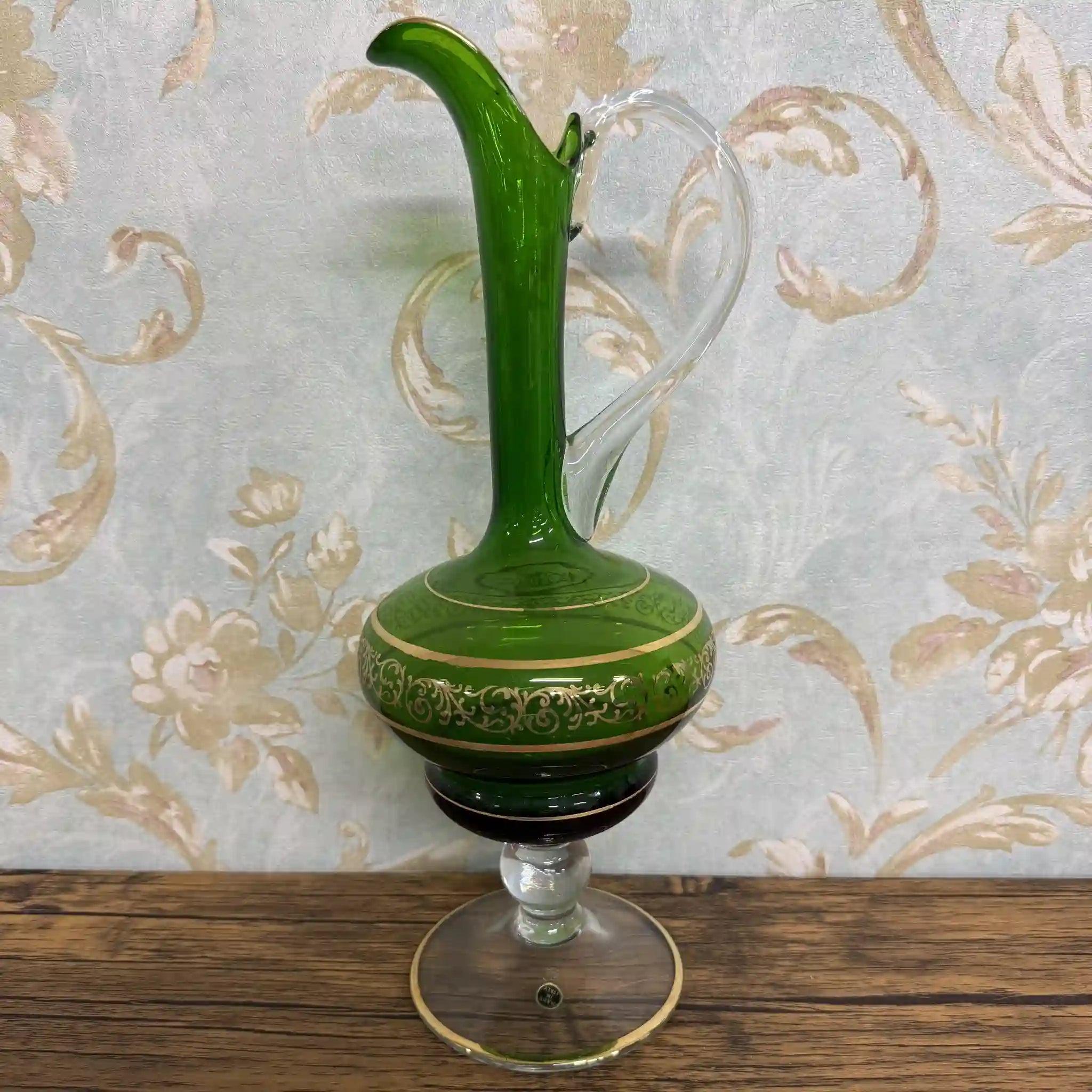 【ビンテージ】 水差し(花瓶) / ベネチアングラス / 1960-1980年代（推定） / ガラス / イタリア / 唐草紋