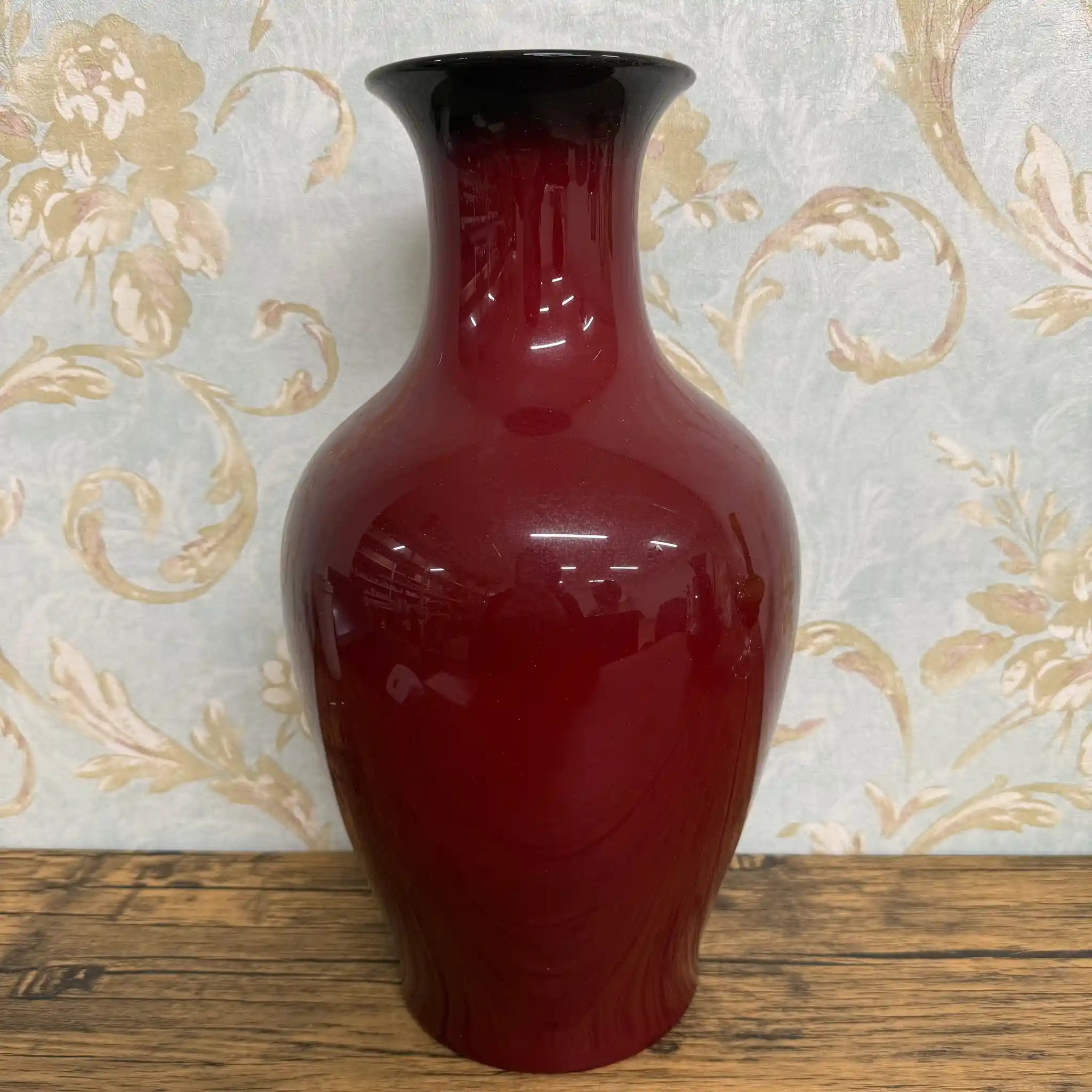 【リユース】 花瓶 / ノリタケ（Noritake） / 辰砂（しんしゃ） / Bone China / 日本 / 還元焼成, 瑞鳥双耳