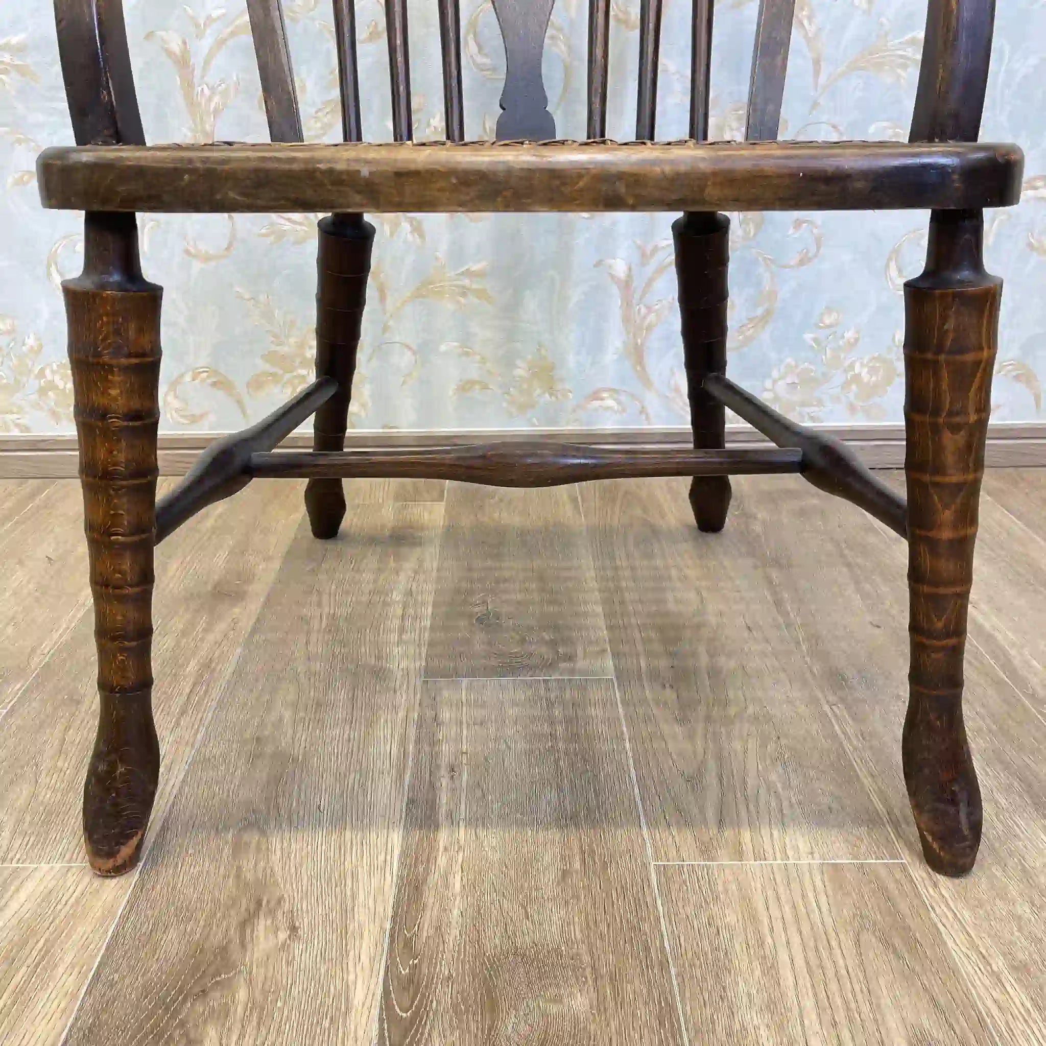 【アンティーク】 ウィンザーチェア / ヴィクトリアン様式 / イギリス / 籐座面,旋盤加工,スピンドルバック