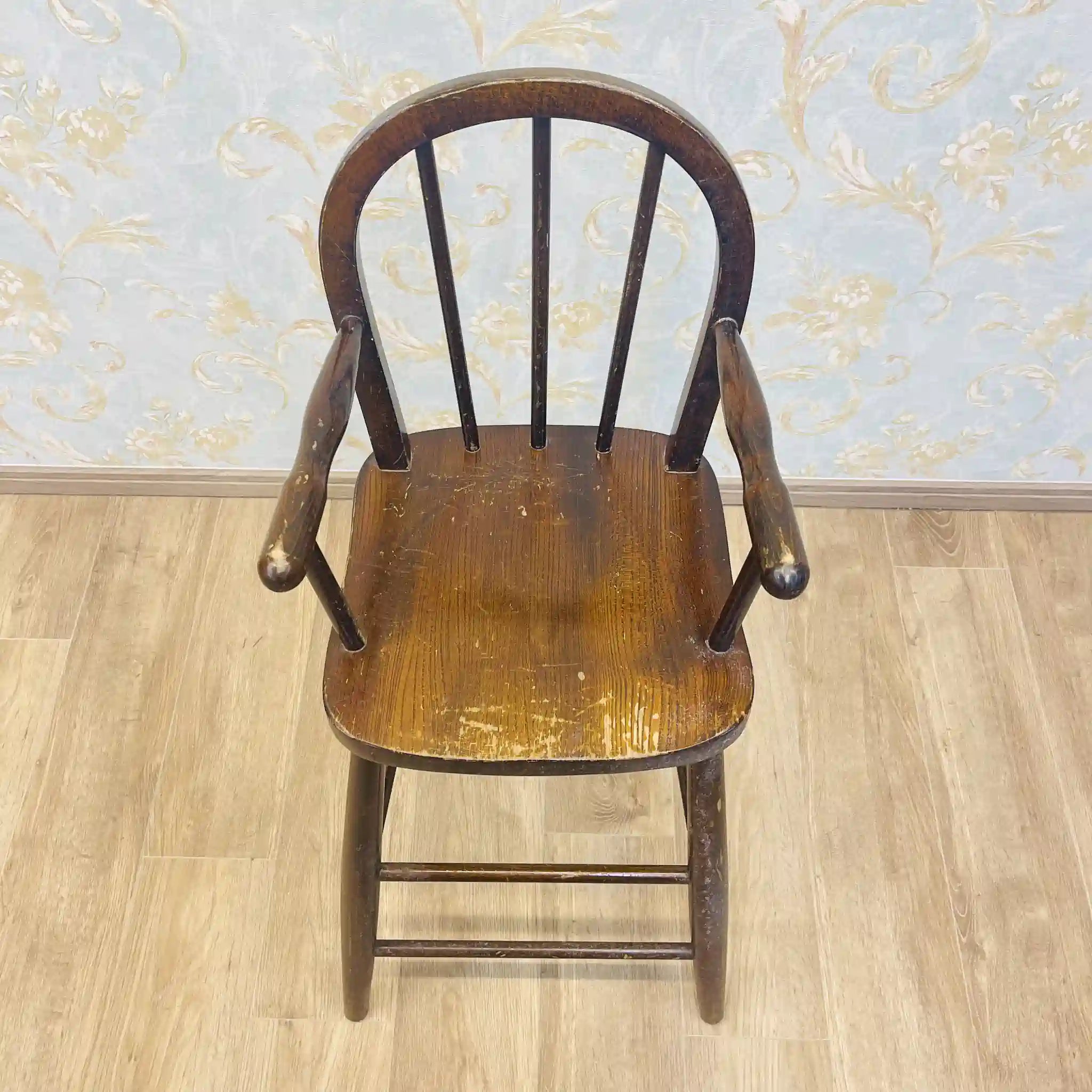 【アンティーク】 ボウバックキッズチェア / ウィンザー様式 / イギリス / 挽物細工,スポークバック
