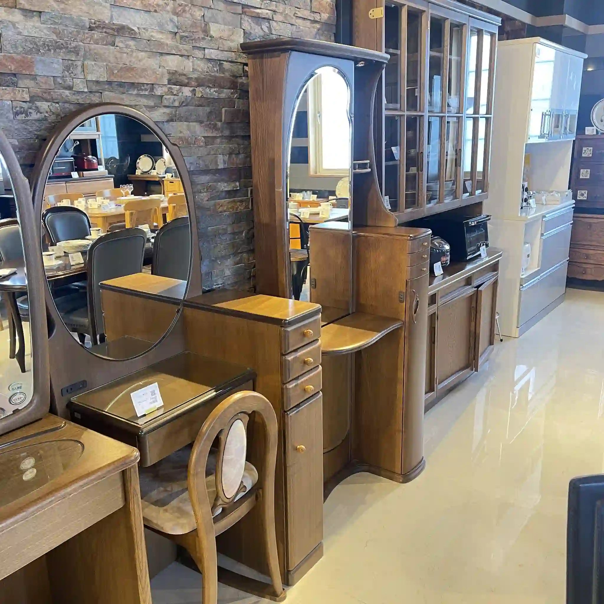 【骨董品】 姿見台 和風 / 抽斗の取手の緩み修理済み