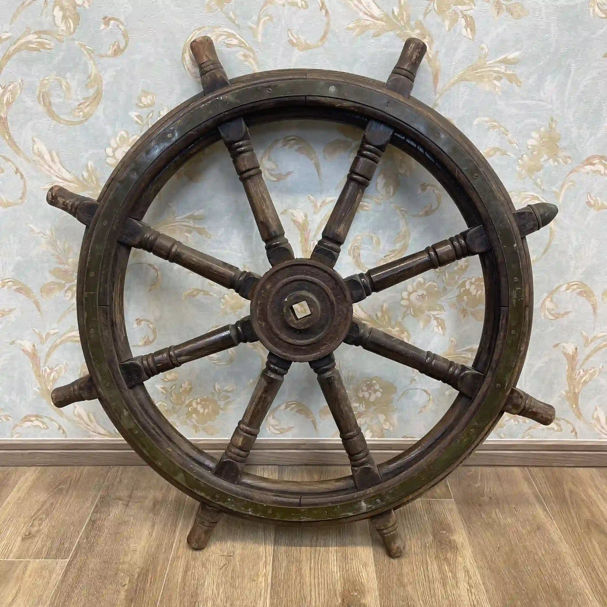 【アンティーク】 舵輪 / 木工,スポーク構造,ペグ付き