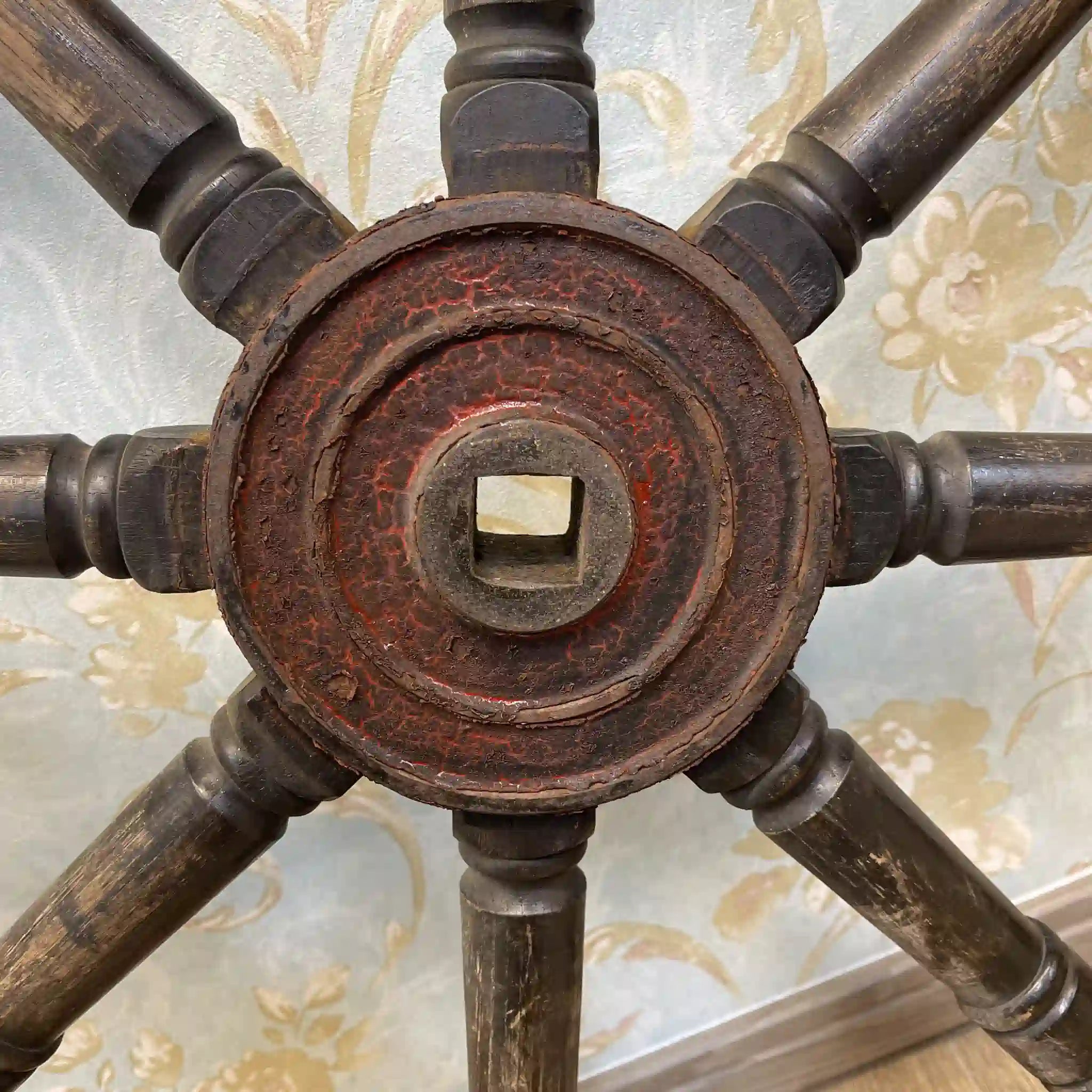 【アンティーク】 舵輪 / 木工,スポーク構造,ペグ付き