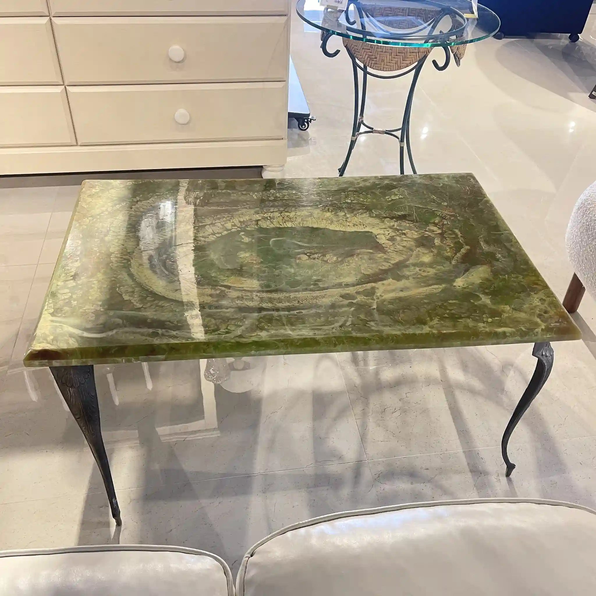 【アンティーク】 アンティーク カフェテーブル / オニキス風 / イギリス直輸入