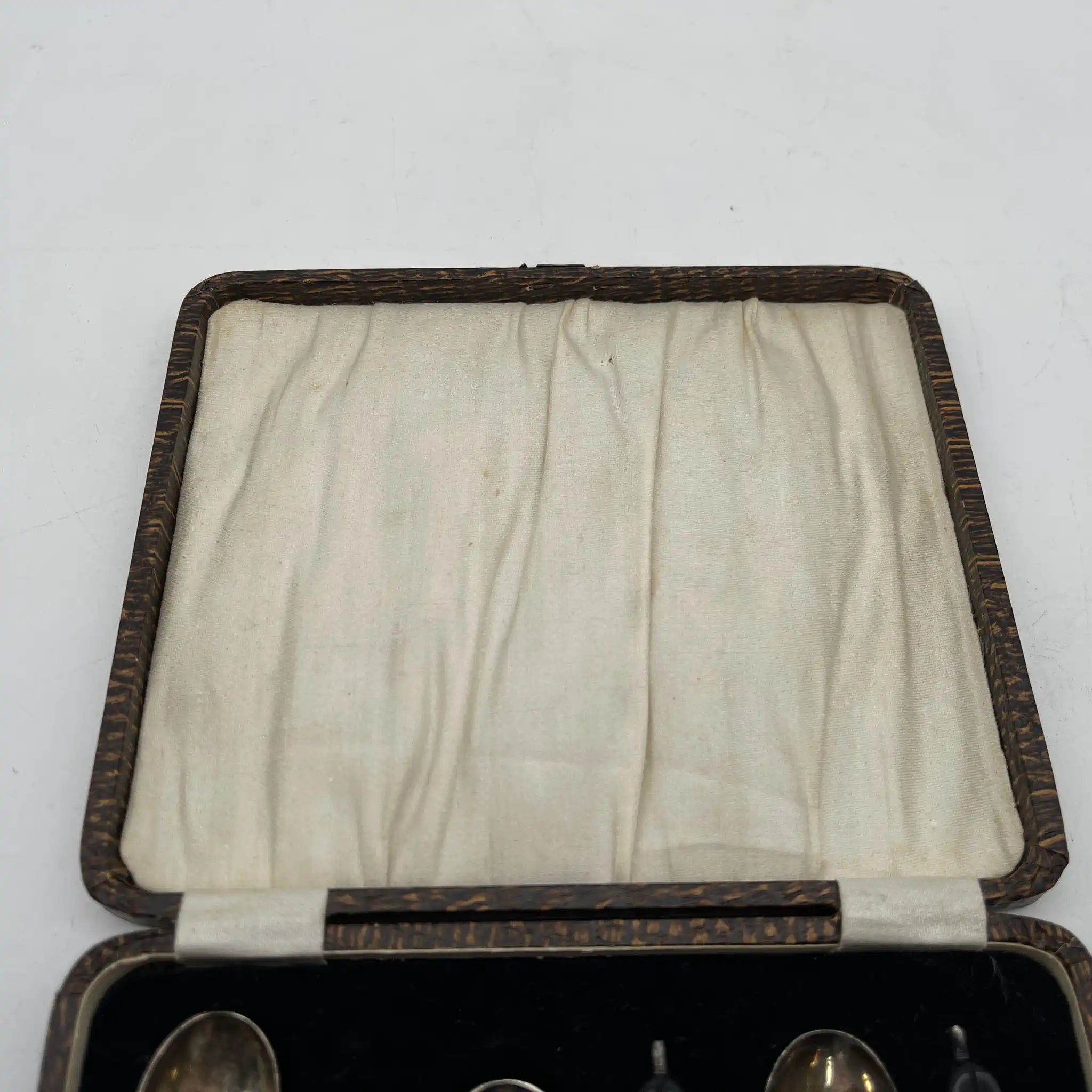 【古董】咖啡匙6p / Maxwell & Sons (Maxwell & Sons) / 1920s /斯特林银/英国/咖啡豆顶部，盒子